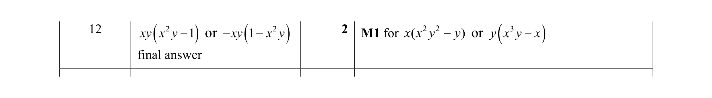 Mark scheme for question 56