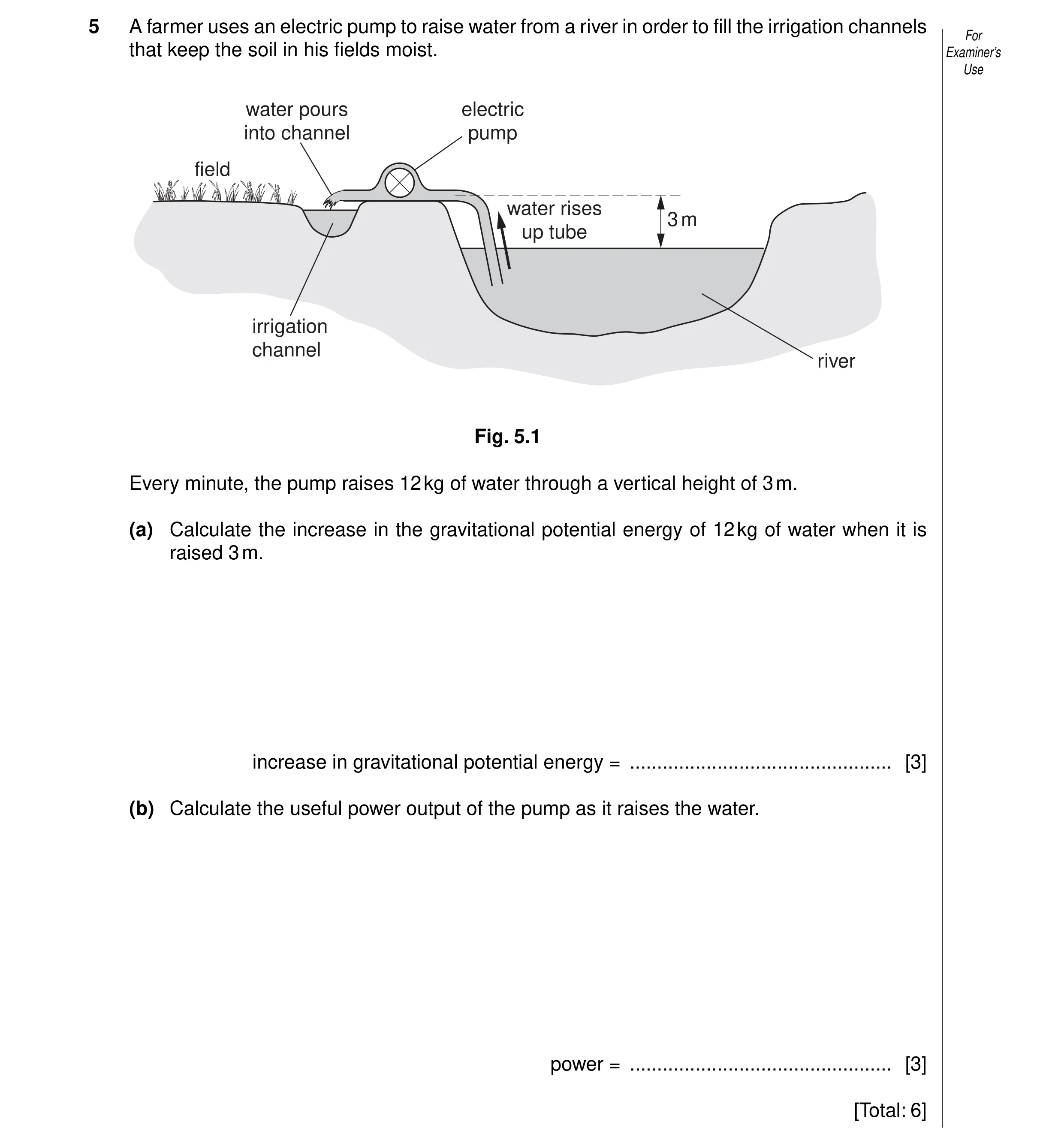 Question 9: A farmer uses an electric pump to raise water from a river in order to fill the irrigation channels For that keep the soil in his fields mo…