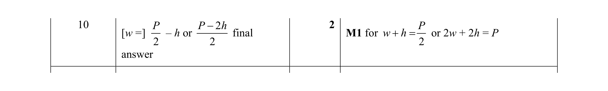 Mark scheme for question 81