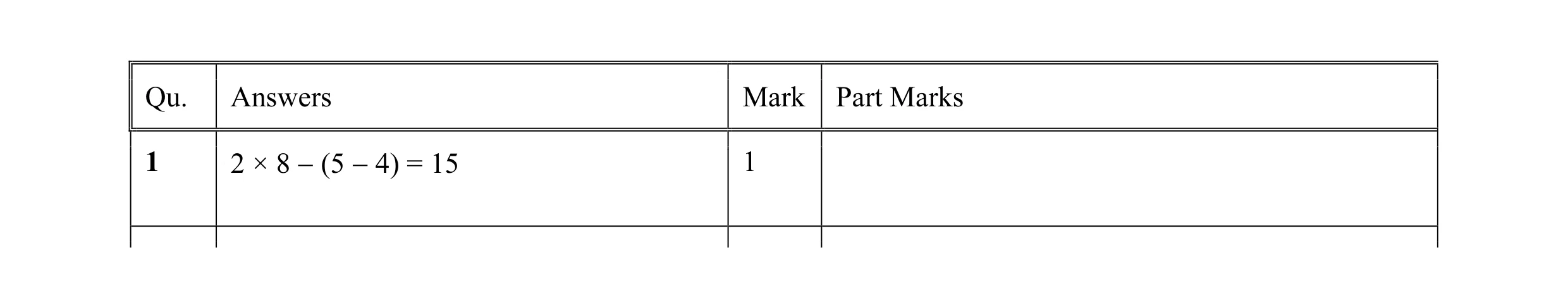 Mark scheme for question 12