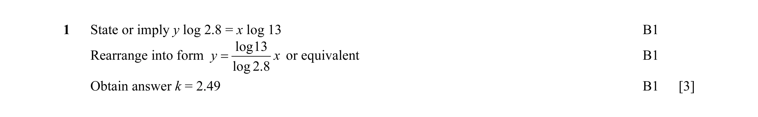 Mark scheme for question 10