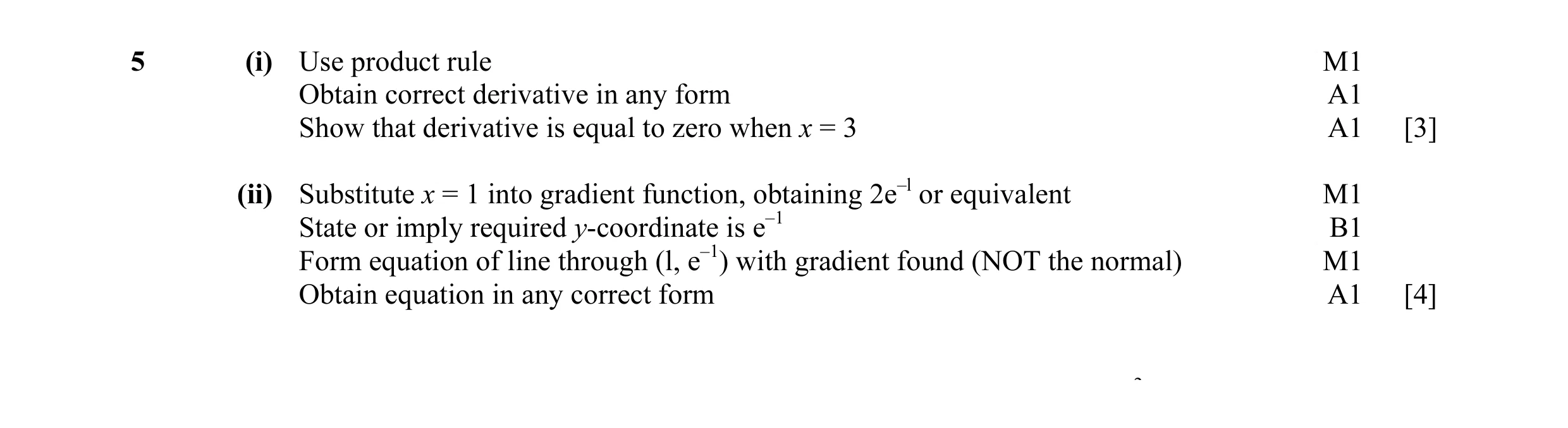 Mark scheme for question 13