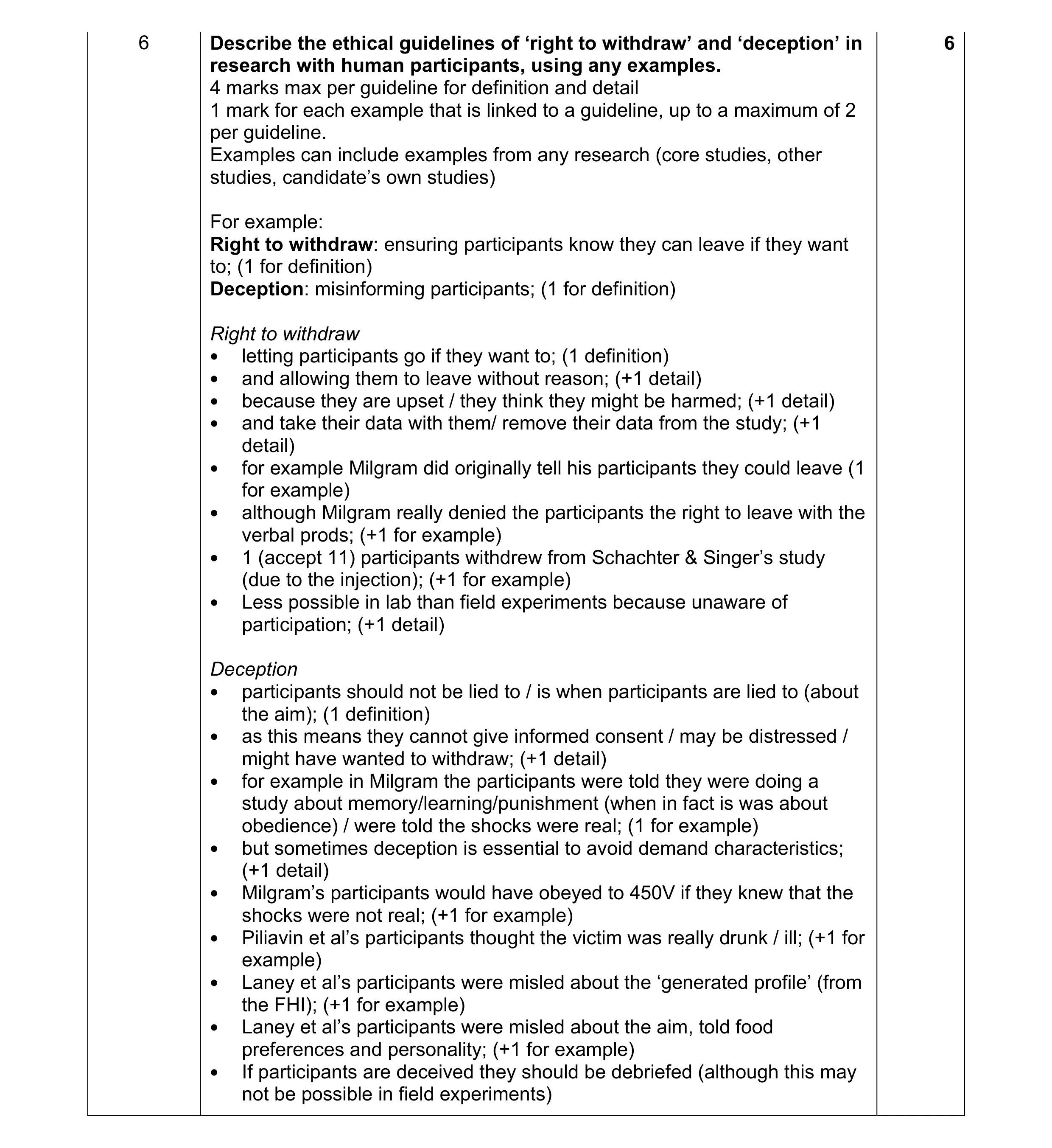 Mark scheme for question 87