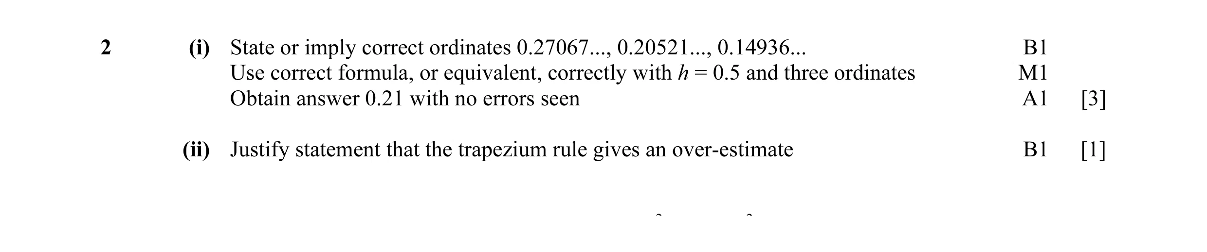 Mark scheme for question 18