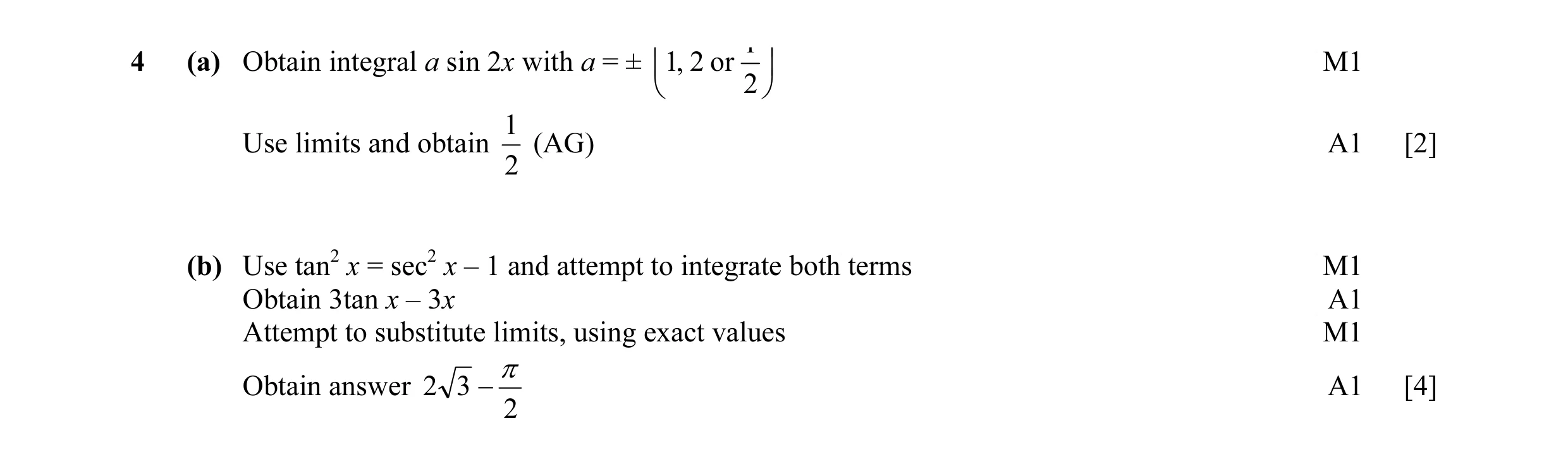 Mark scheme for question 19