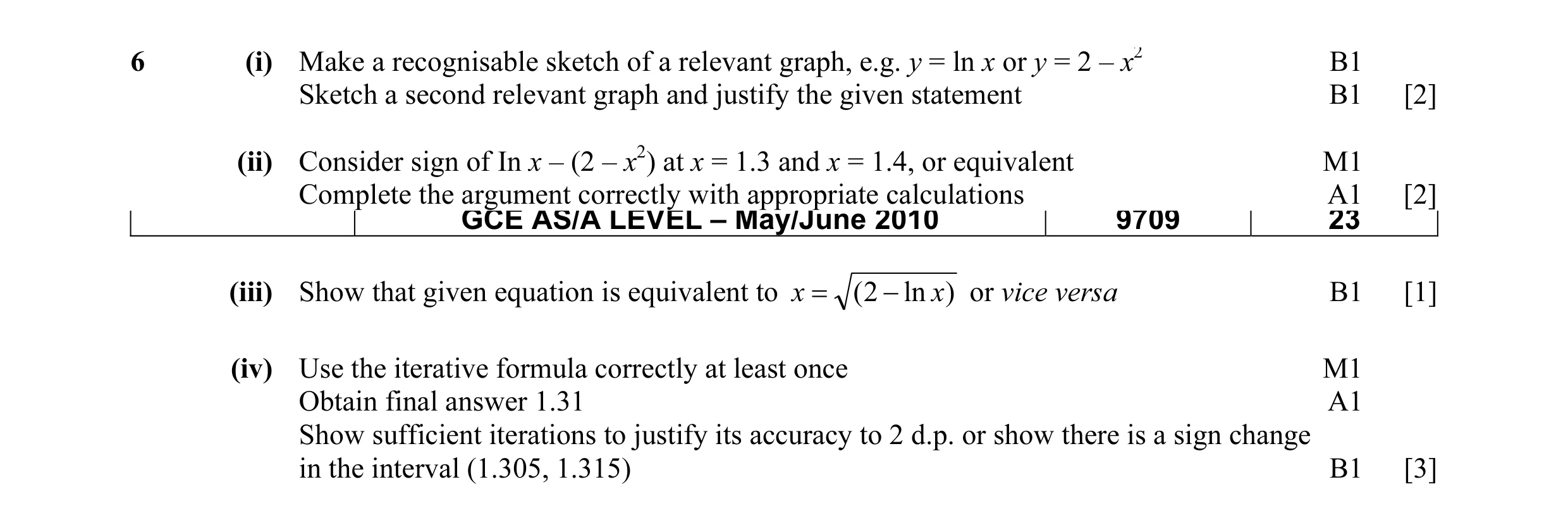 Mark scheme for question 11