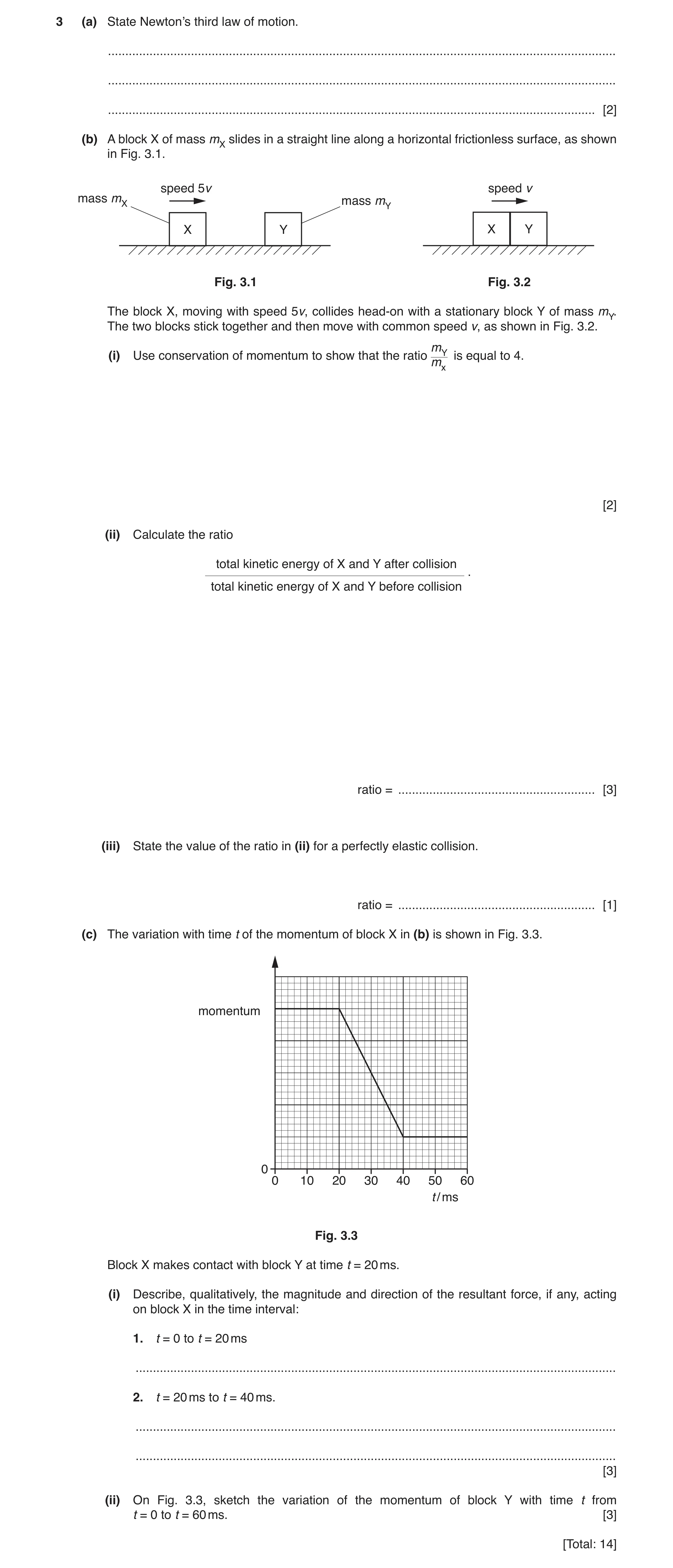 Question 11: (a) State Newton’s third law of motion. ...................................................................................................…