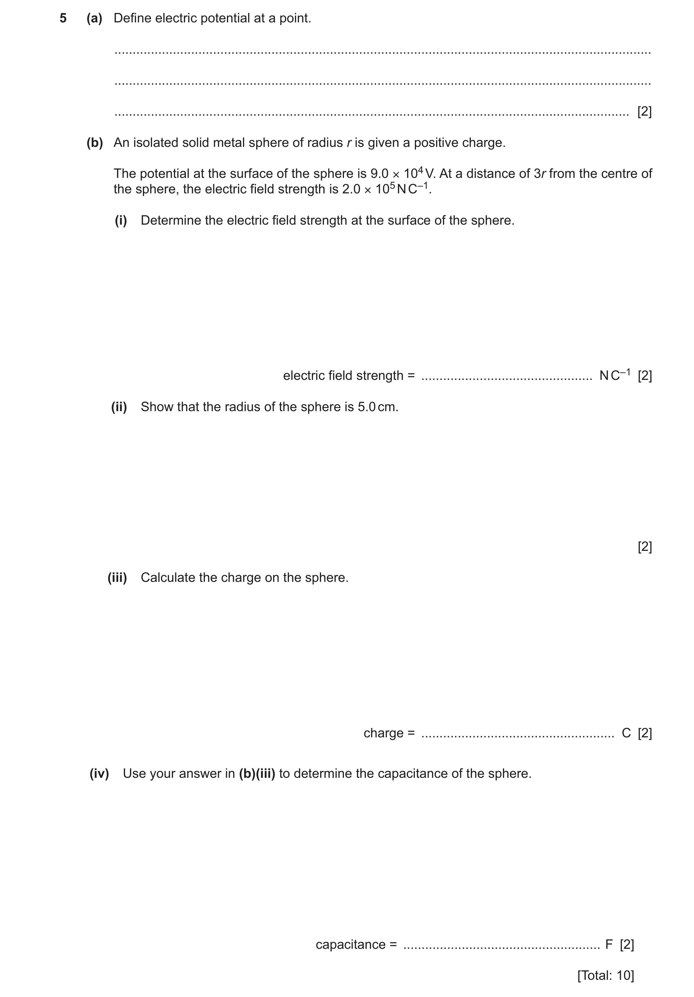 Question 29: (a) Define electric potential at a point. .................................................................................................…