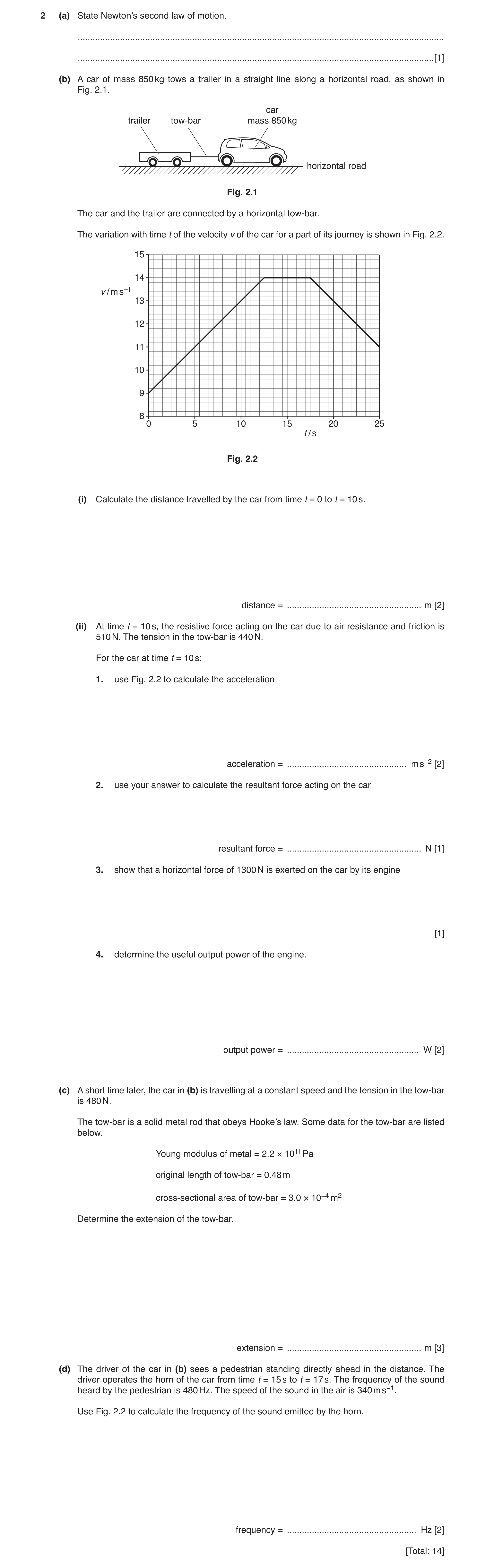 Question 18: (a) State Newton’s second law of motion. ..................................................................................................…