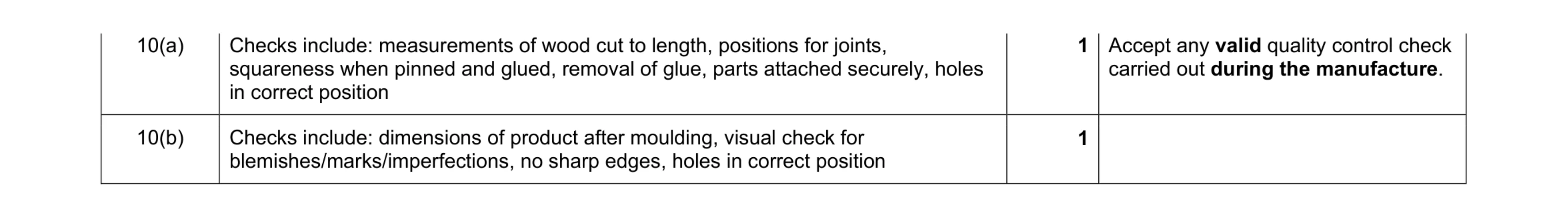 Mark scheme for question 107