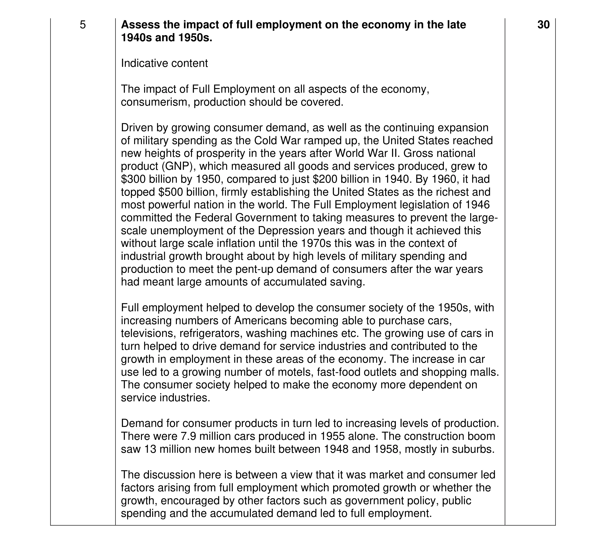 Mark scheme for question 11