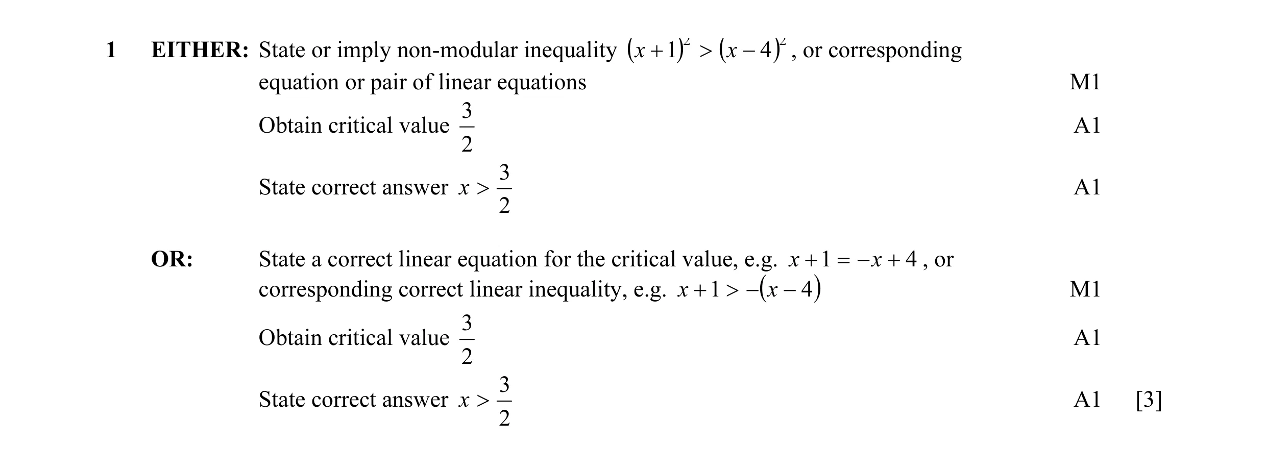 Mark scheme for question 9