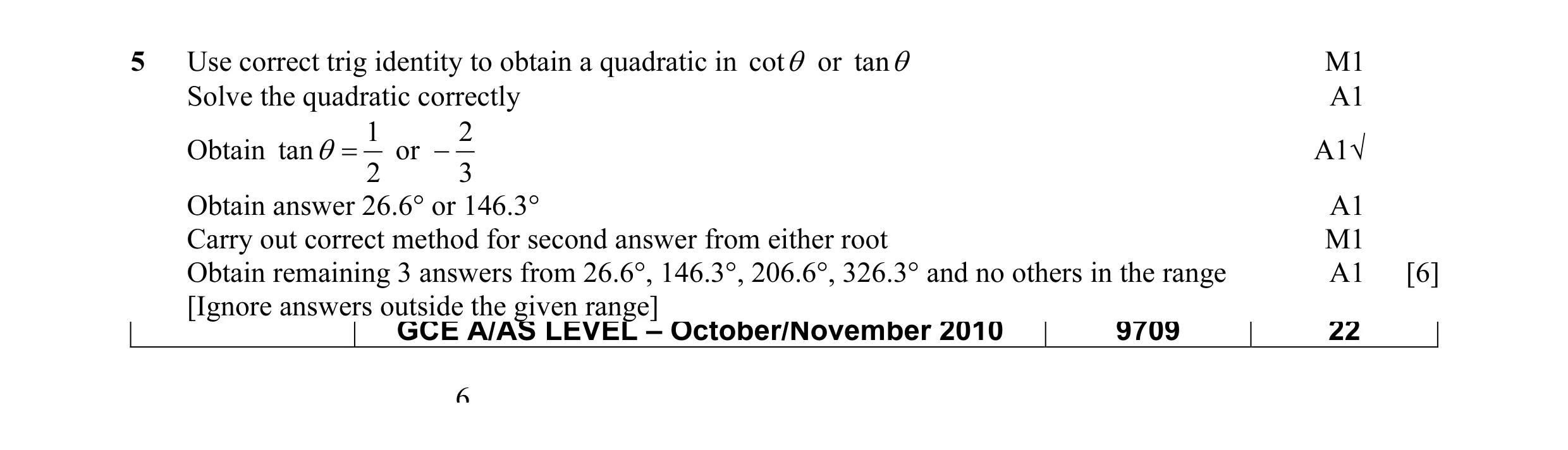 Mark scheme for question 17