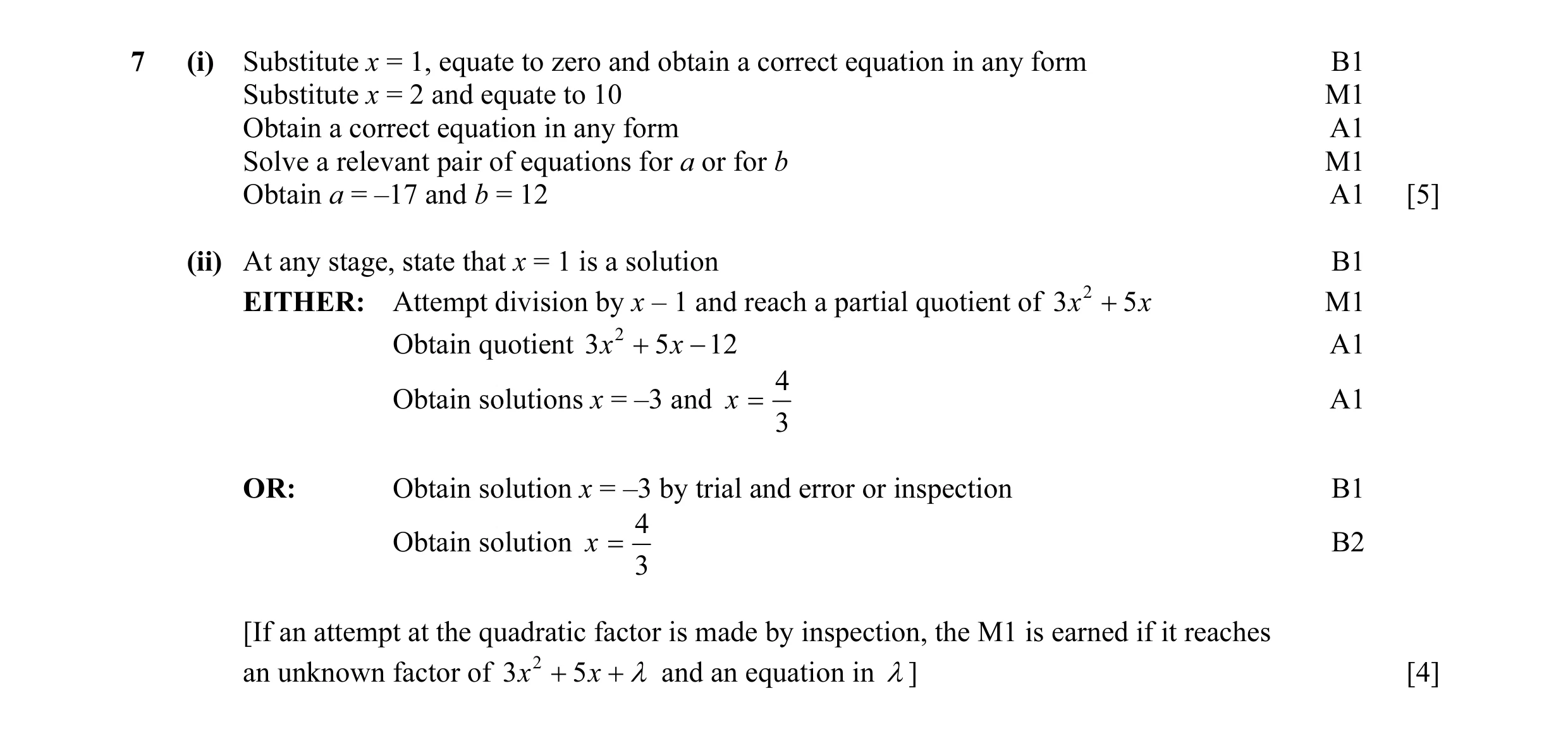 Mark scheme for question 19