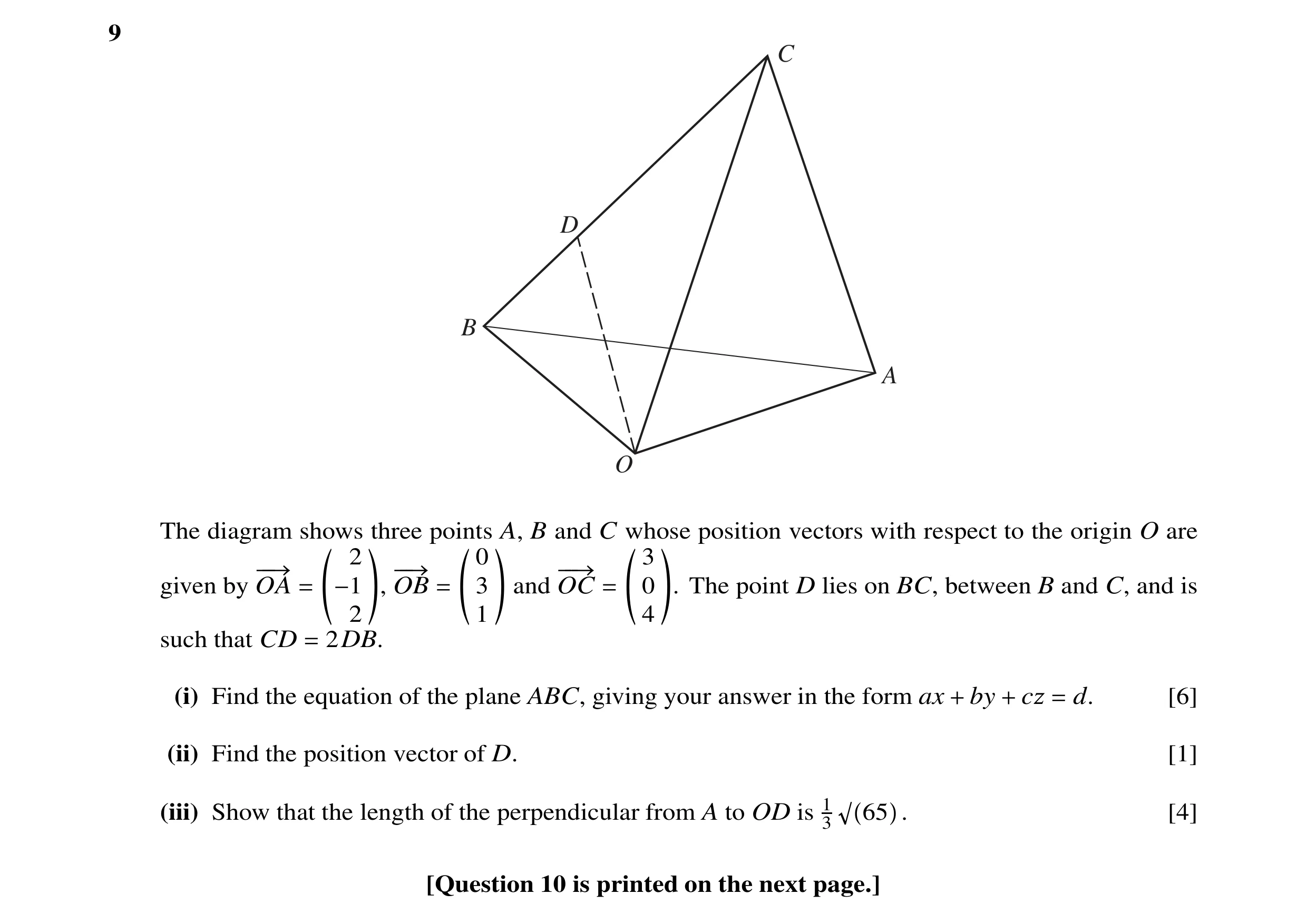 Question 28: C D B A O The diagram shows three points A, B and C whose position vectors with respect to the origin O are 2 0 3 −−→ −−→ −−→ given by OA =…