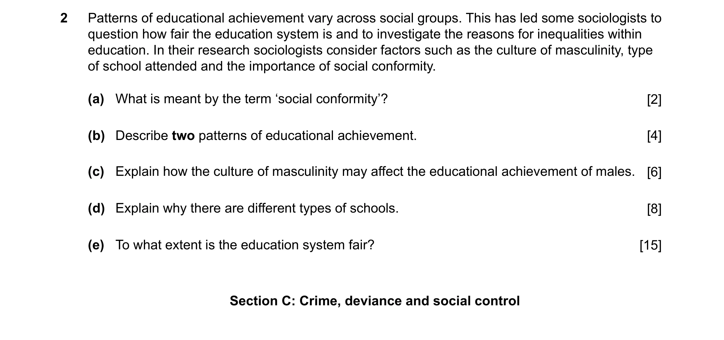 Question 51: Patterns of educational achievement vary across social groups. This has led some sociologists to question how fair the education system is …