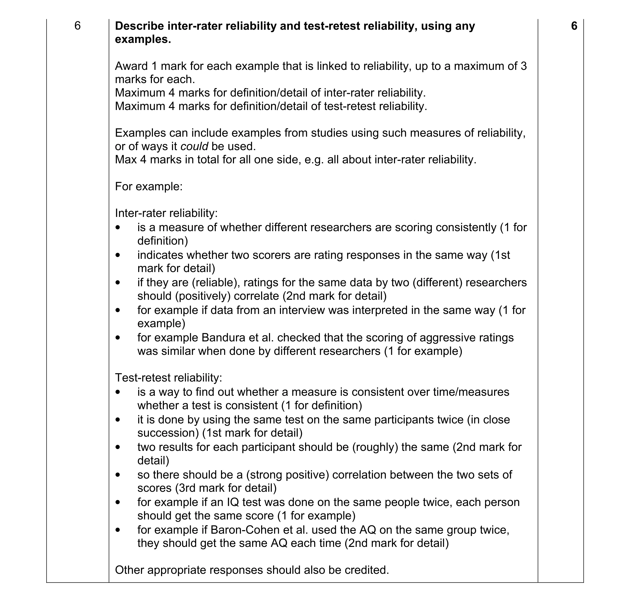 Mark scheme for question 106