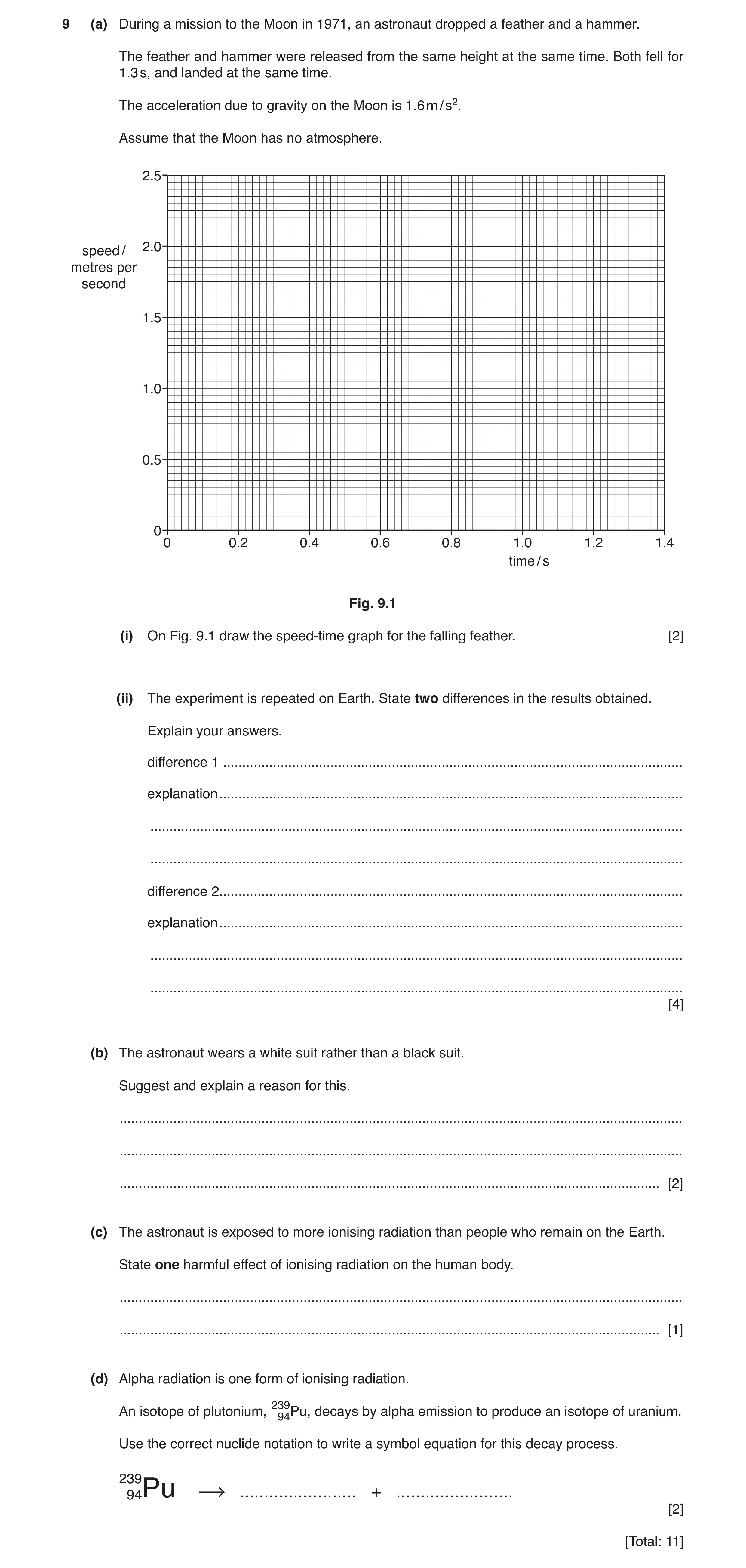 Question 4: (a) During a mission to the Moon in 1971, an astronaut dropped a feather and a hammer. The feather and hammer were released from the same h…