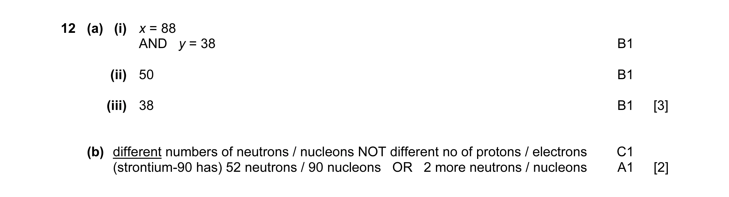 Mark scheme for question 8