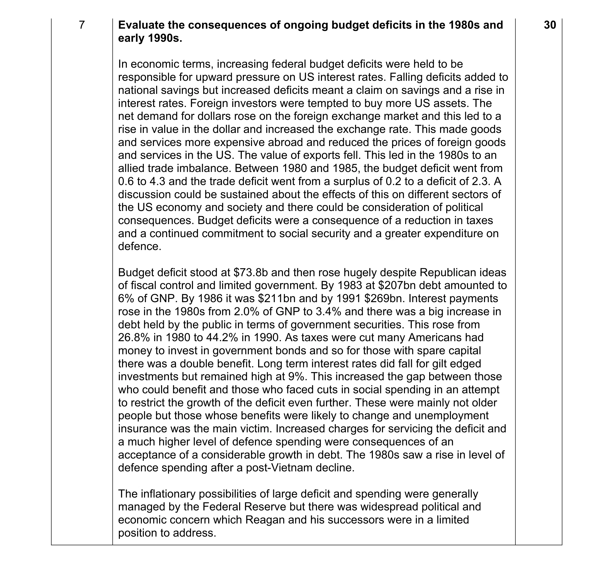 Mark scheme for question 11