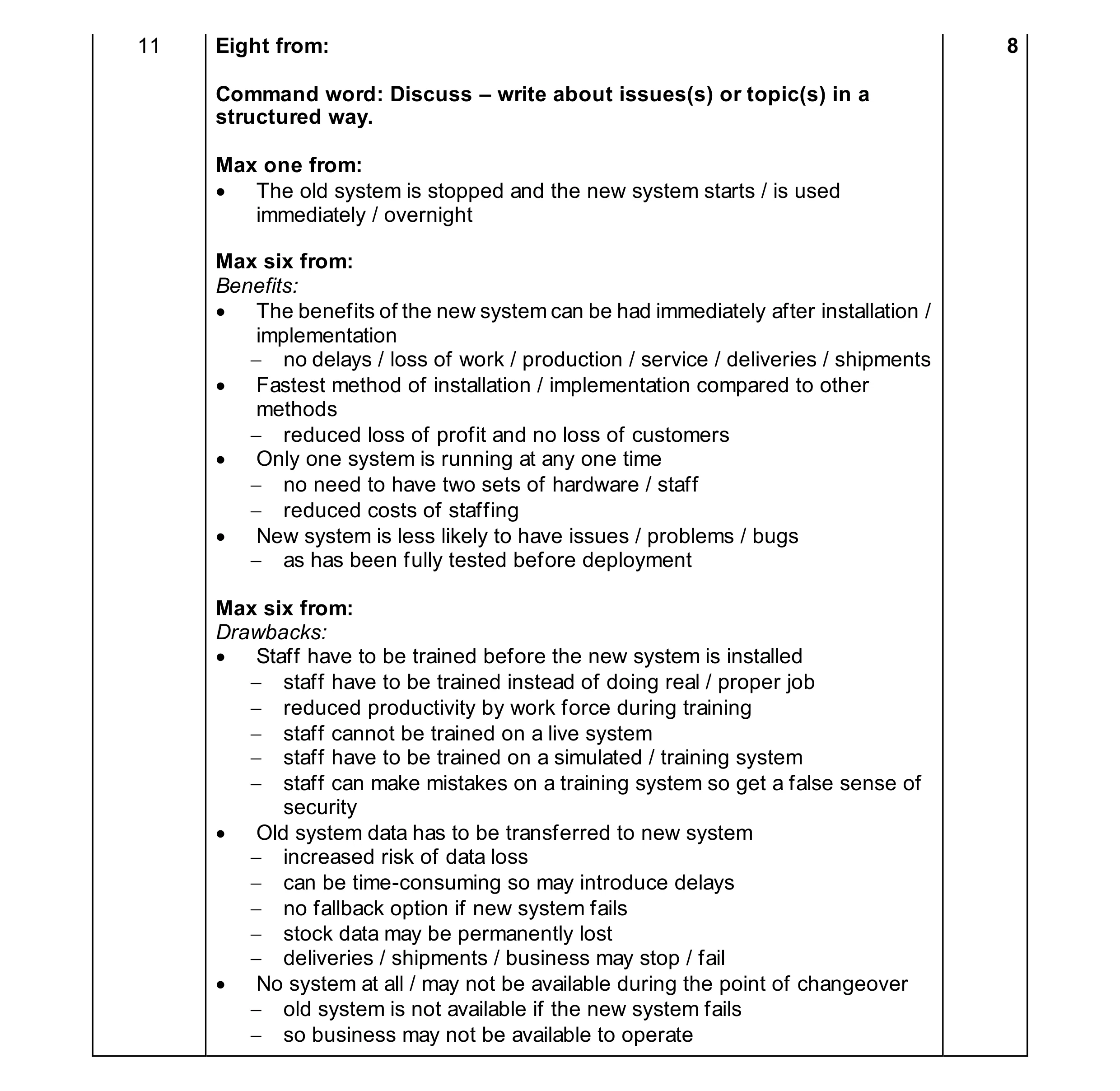 Mark scheme for question 17