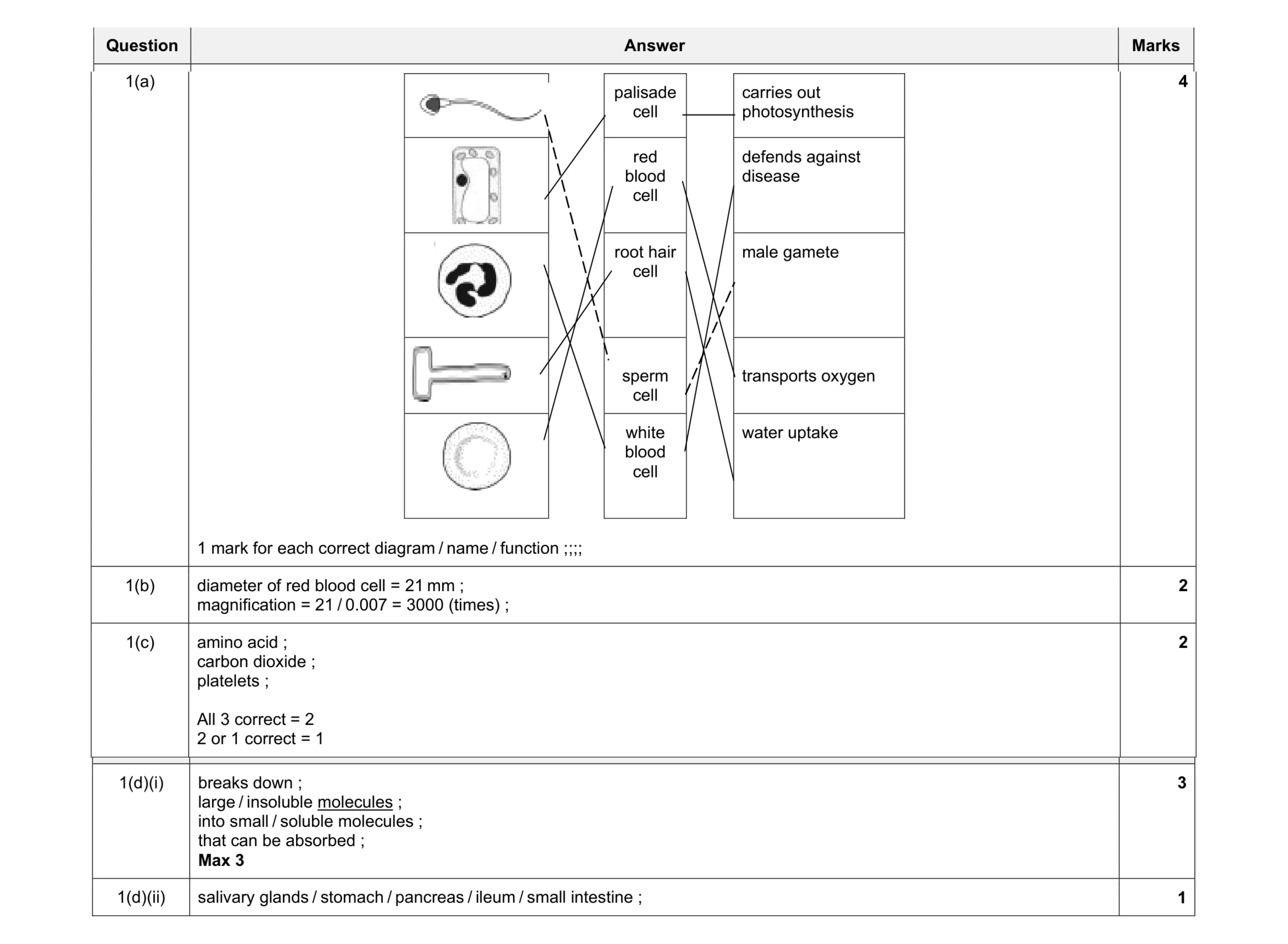 Mark scheme for question 2