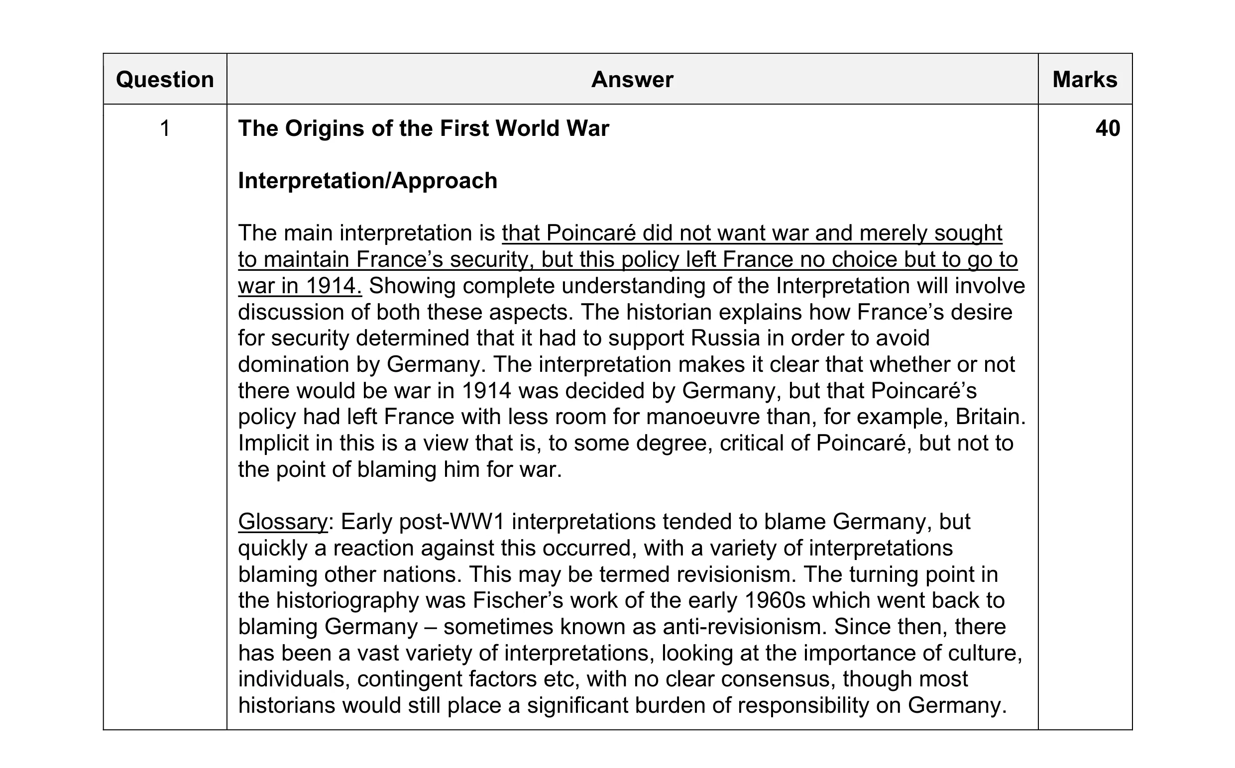 Mark scheme for question 51