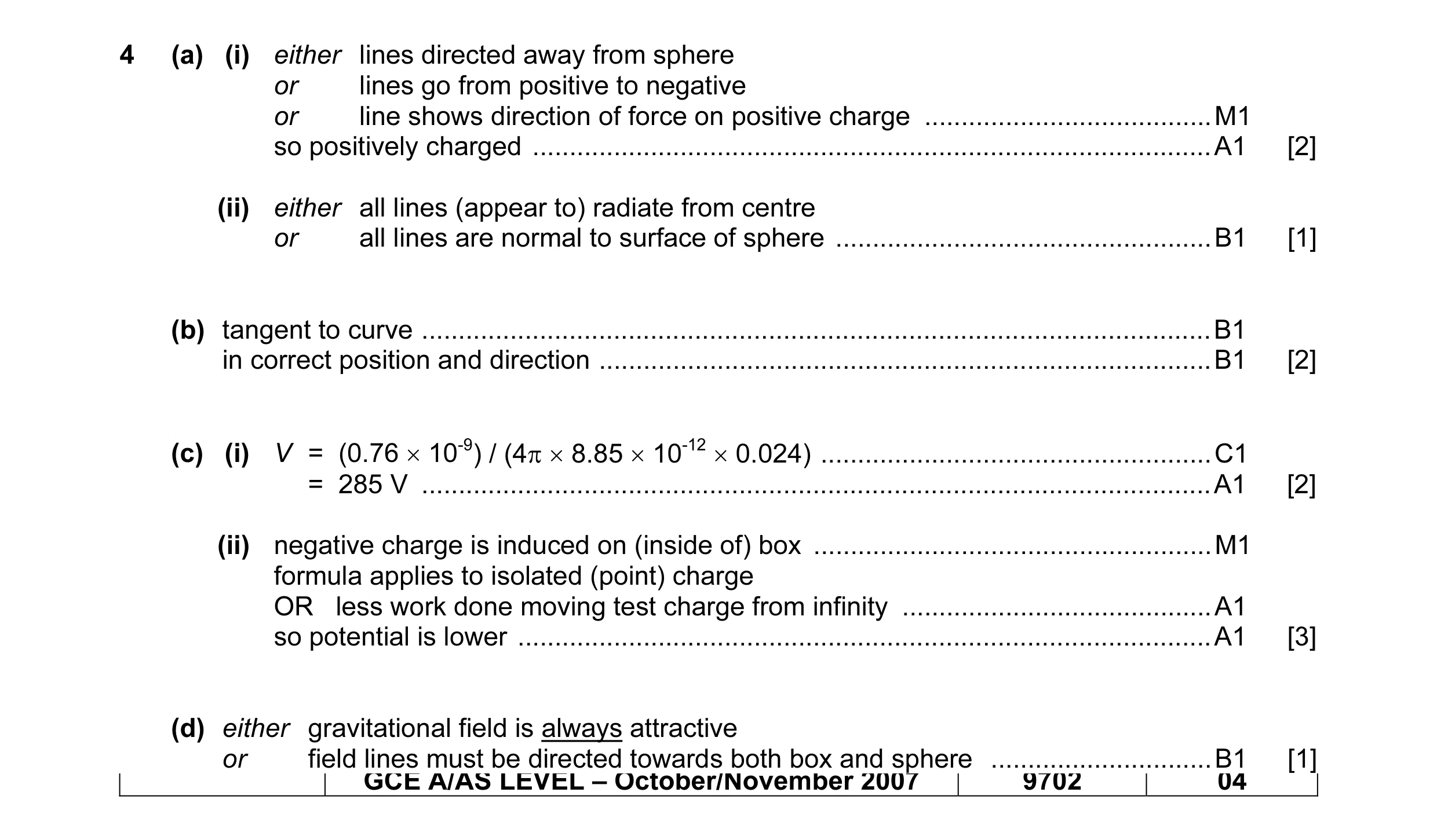 Mark scheme for question 3