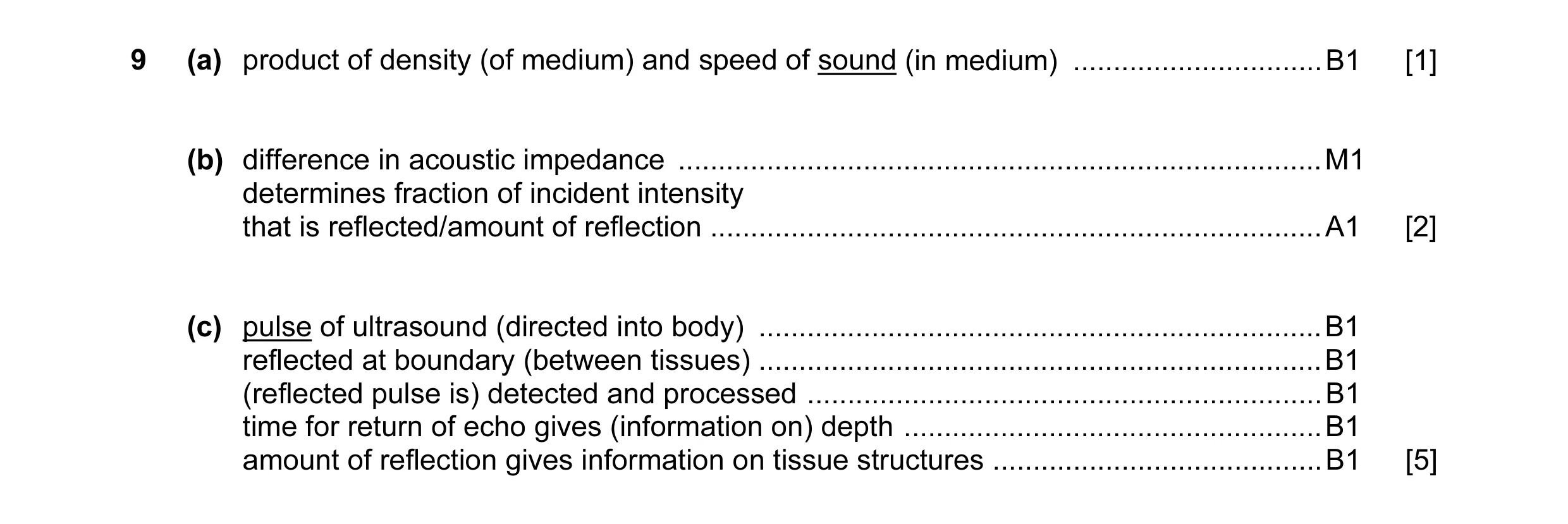 Mark scheme for question 1