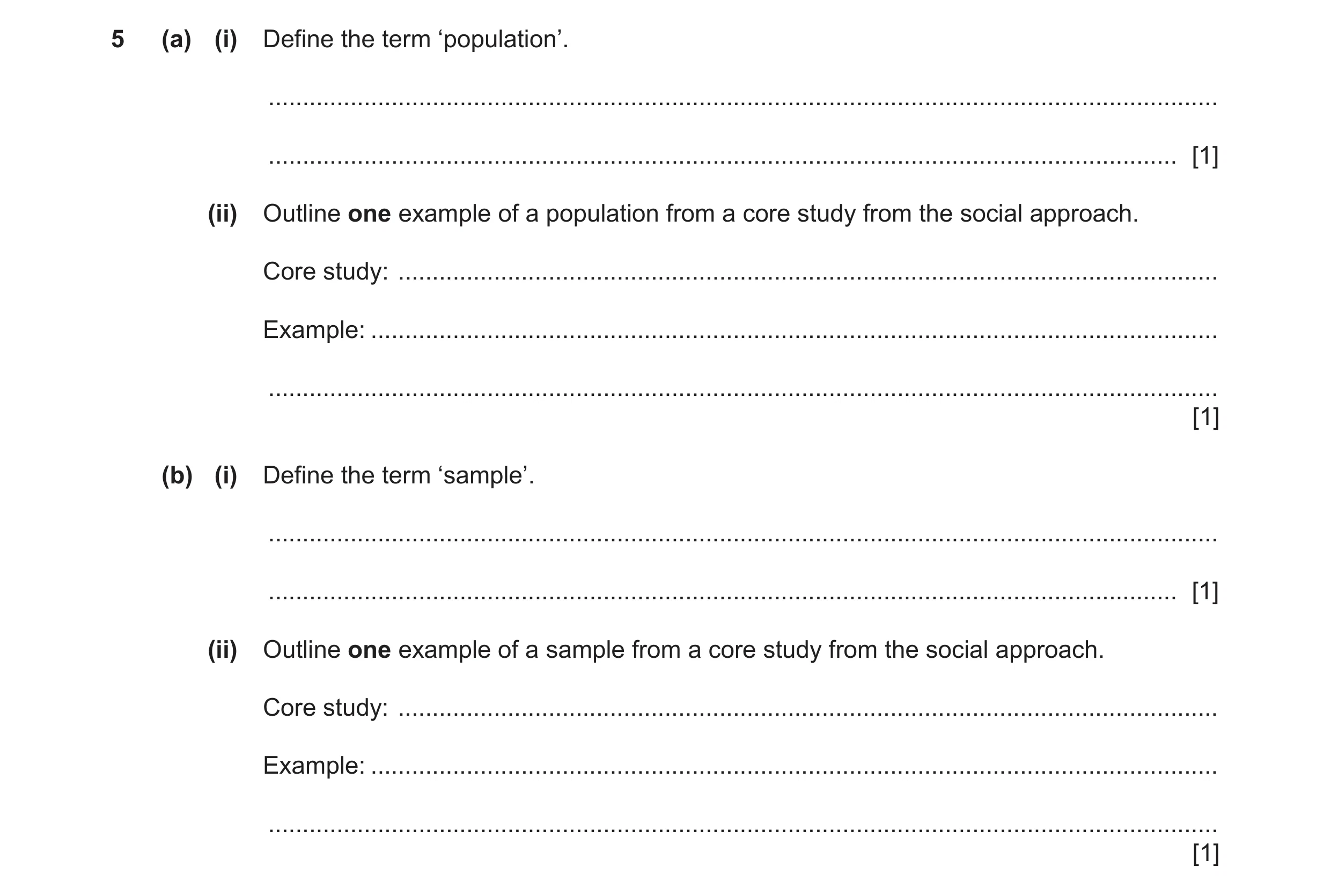 Question 381: (a) (i) Define the term ‘population’. .....................................................................................................…