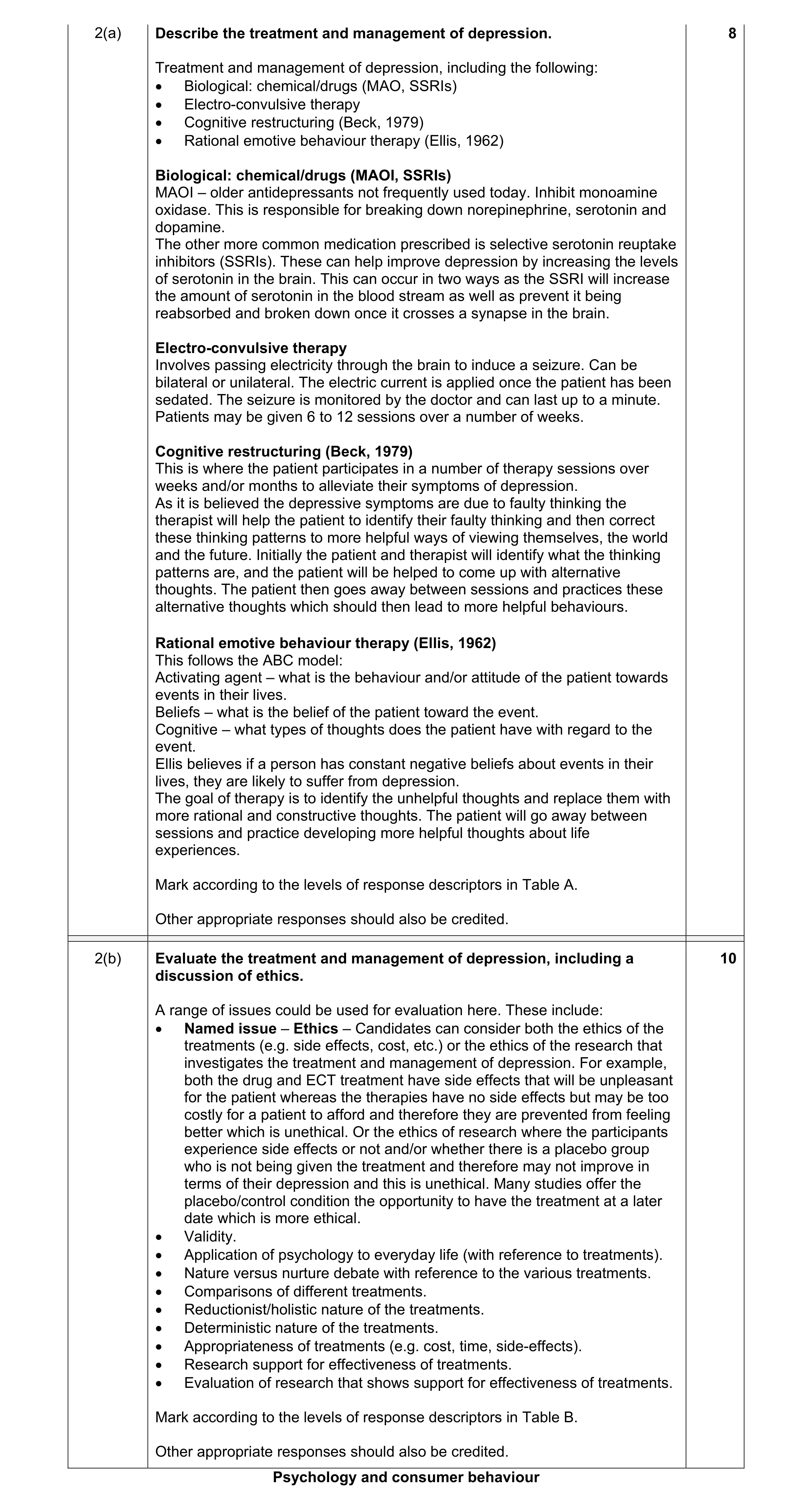 Mark scheme for question 6
