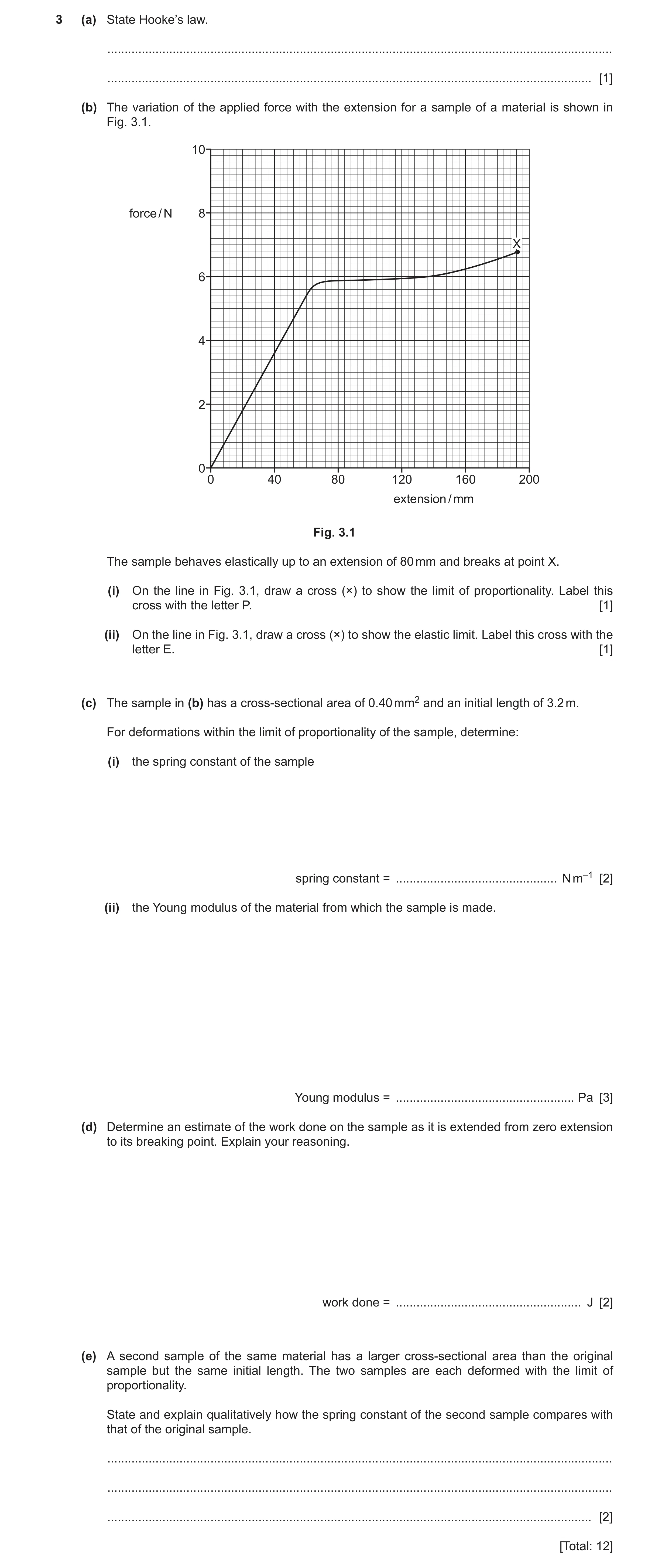 Question 17: (a) State Hooke’s law. ....................................................................................................................…