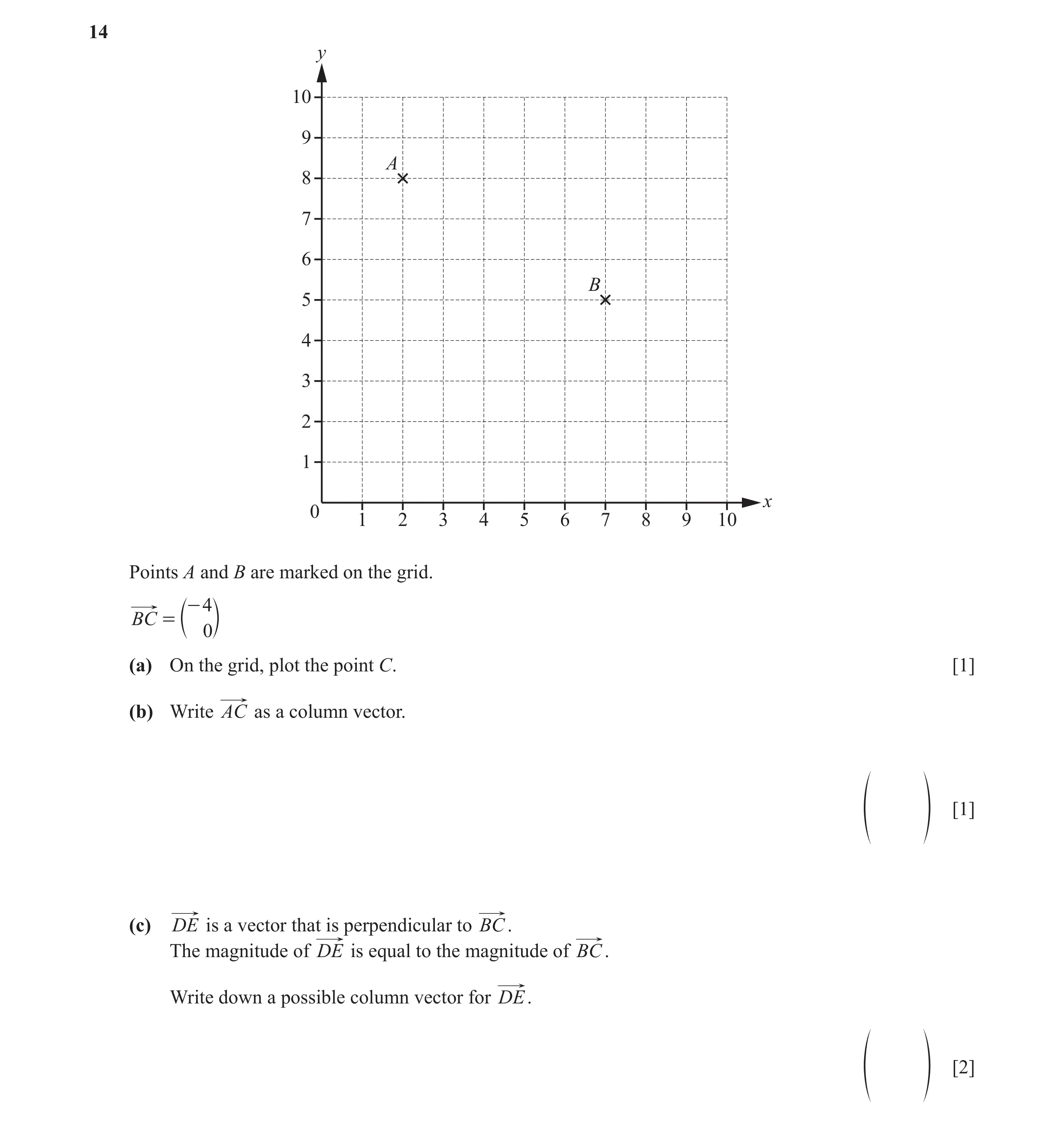 Question 9: y 10 9 A 8 7 6 B 5 4 3 2 1 x 0 1 2 3 4 5 6 7 8 9 10 Points A and B are marked on the grid. - 4 BC = c 0m (a) On the grid, plot the point C.…