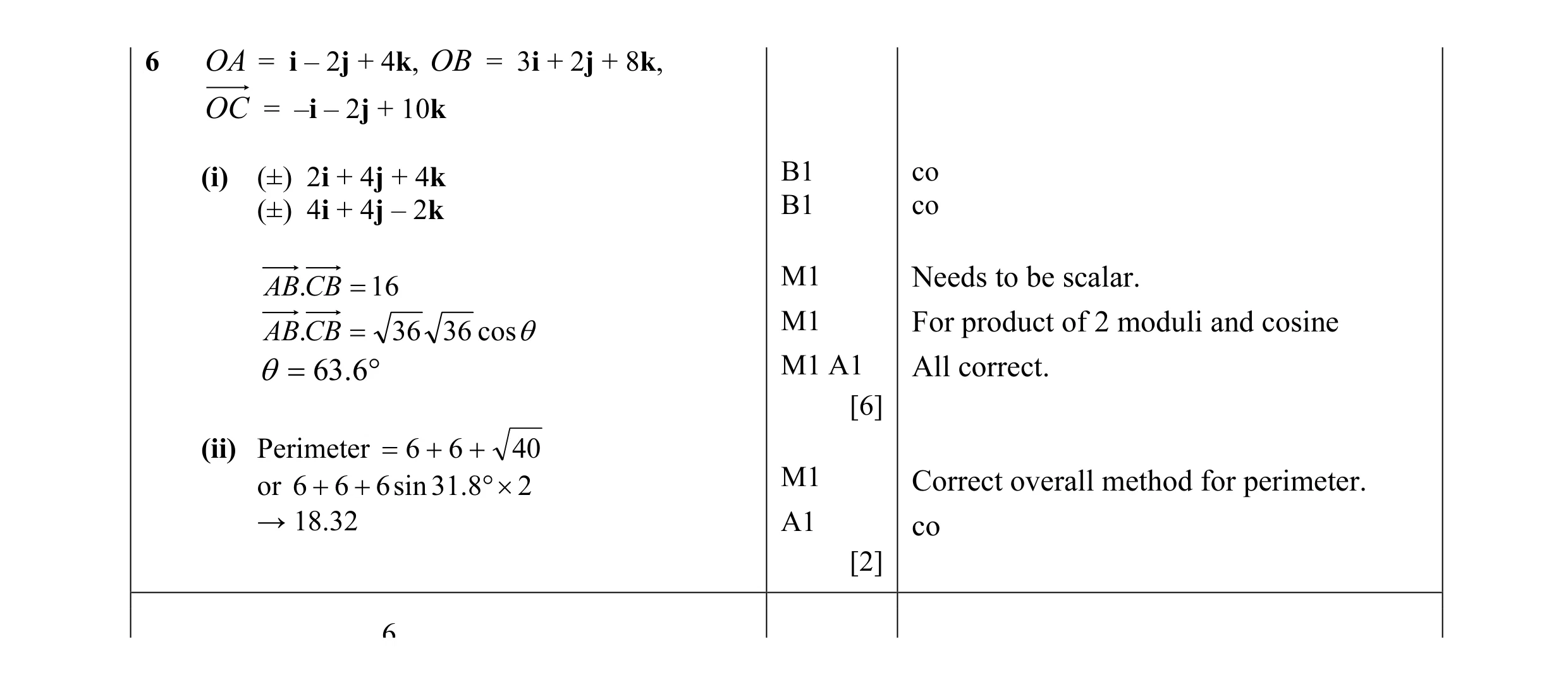 Mark scheme for question 5