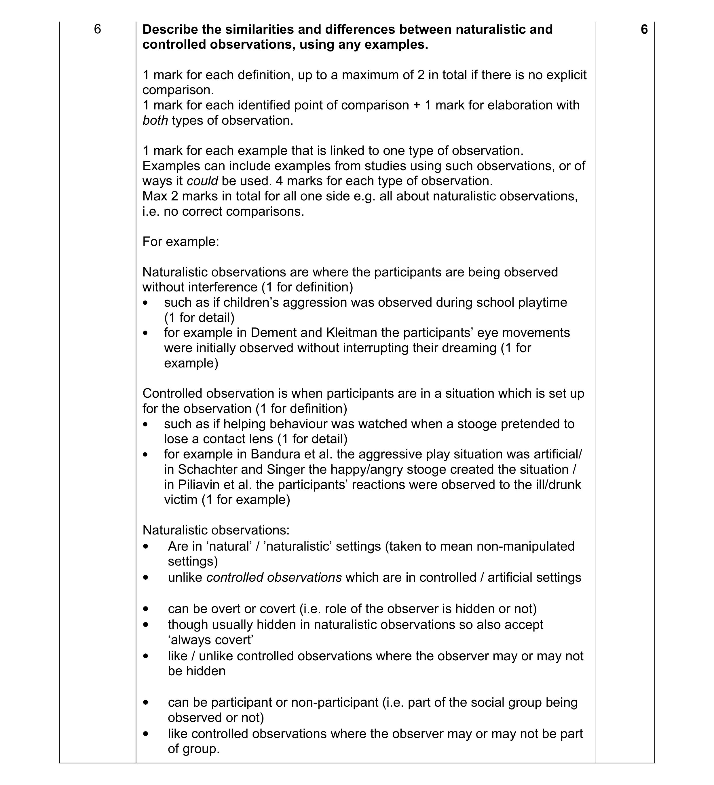 Mark scheme for question 42