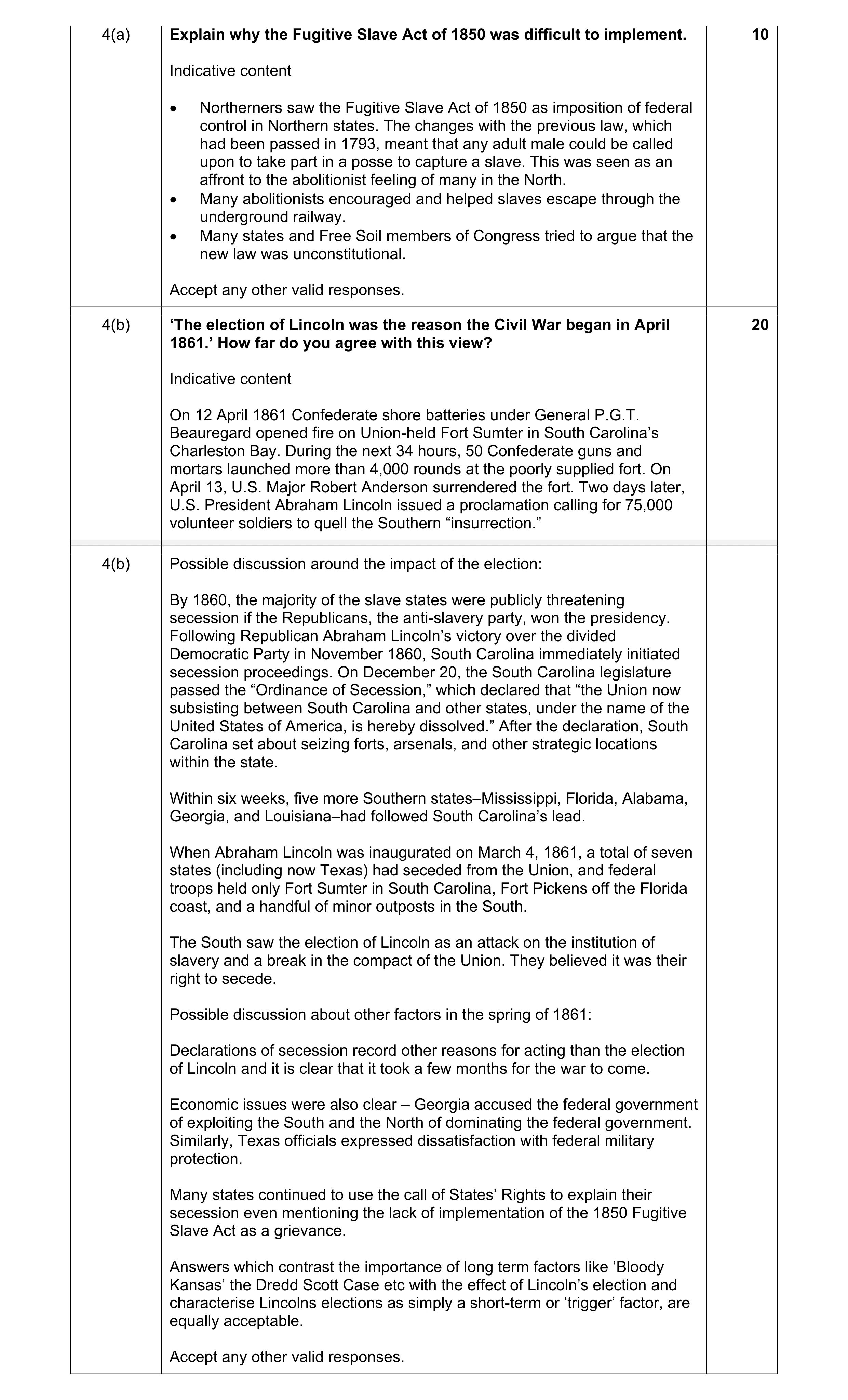 Mark scheme for question 1