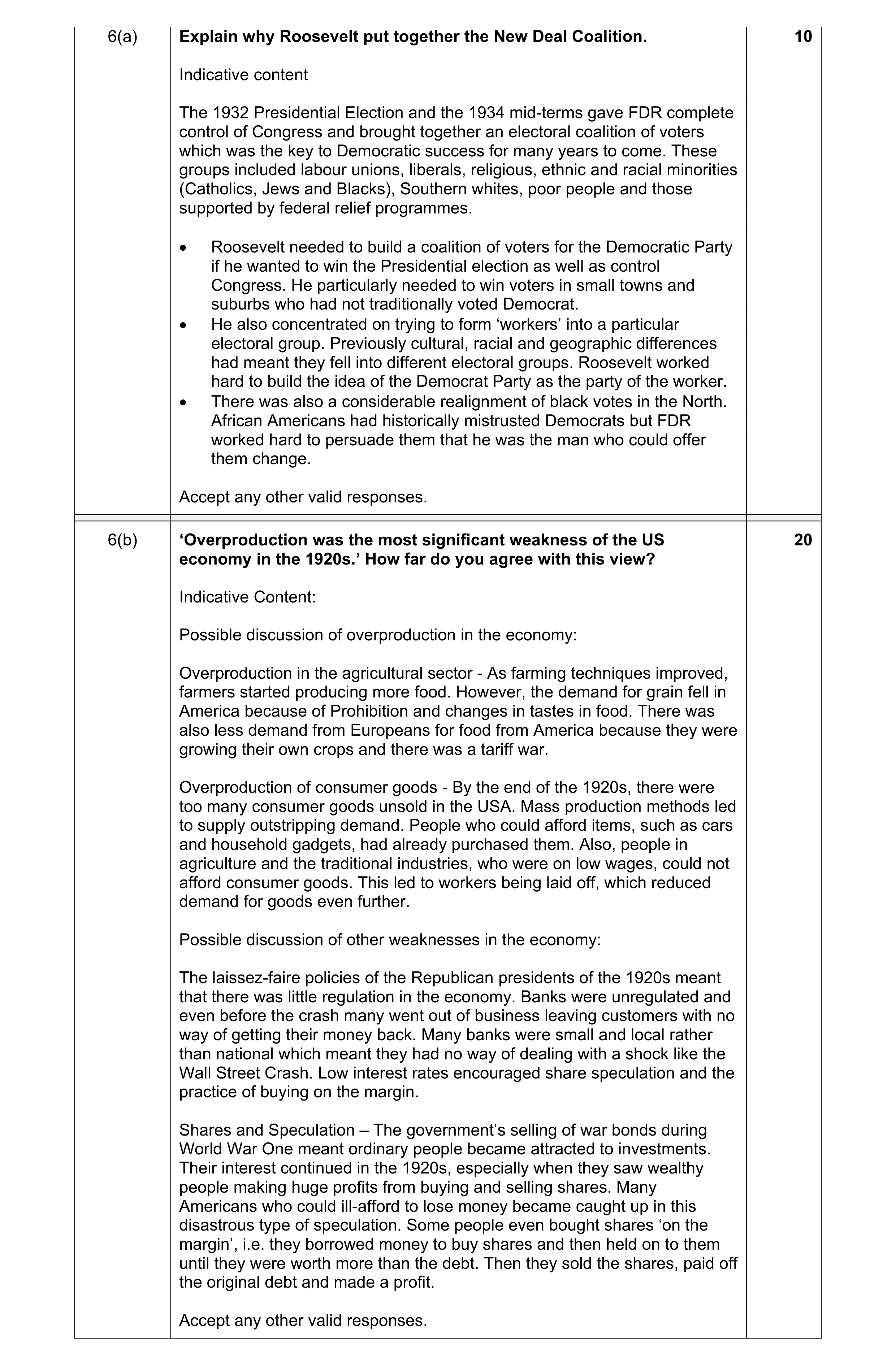 Mark scheme for question 7