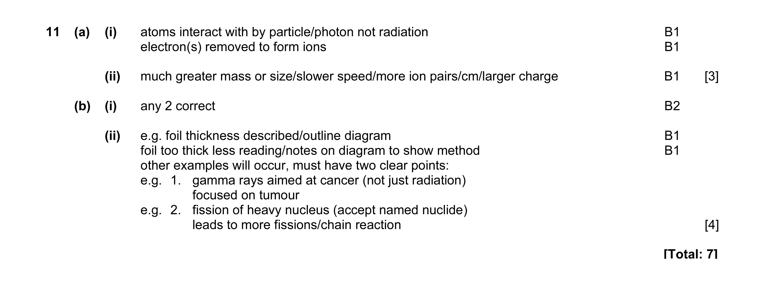 Mark scheme for question 1