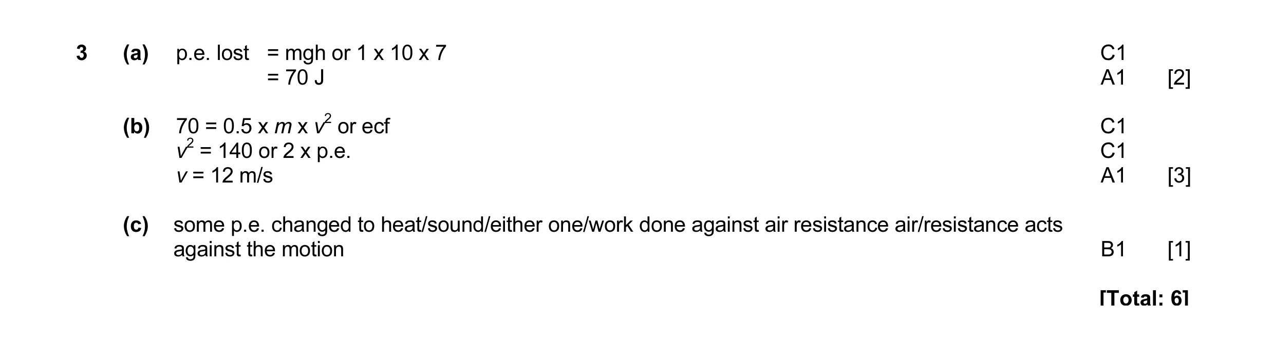 Mark scheme for question 2