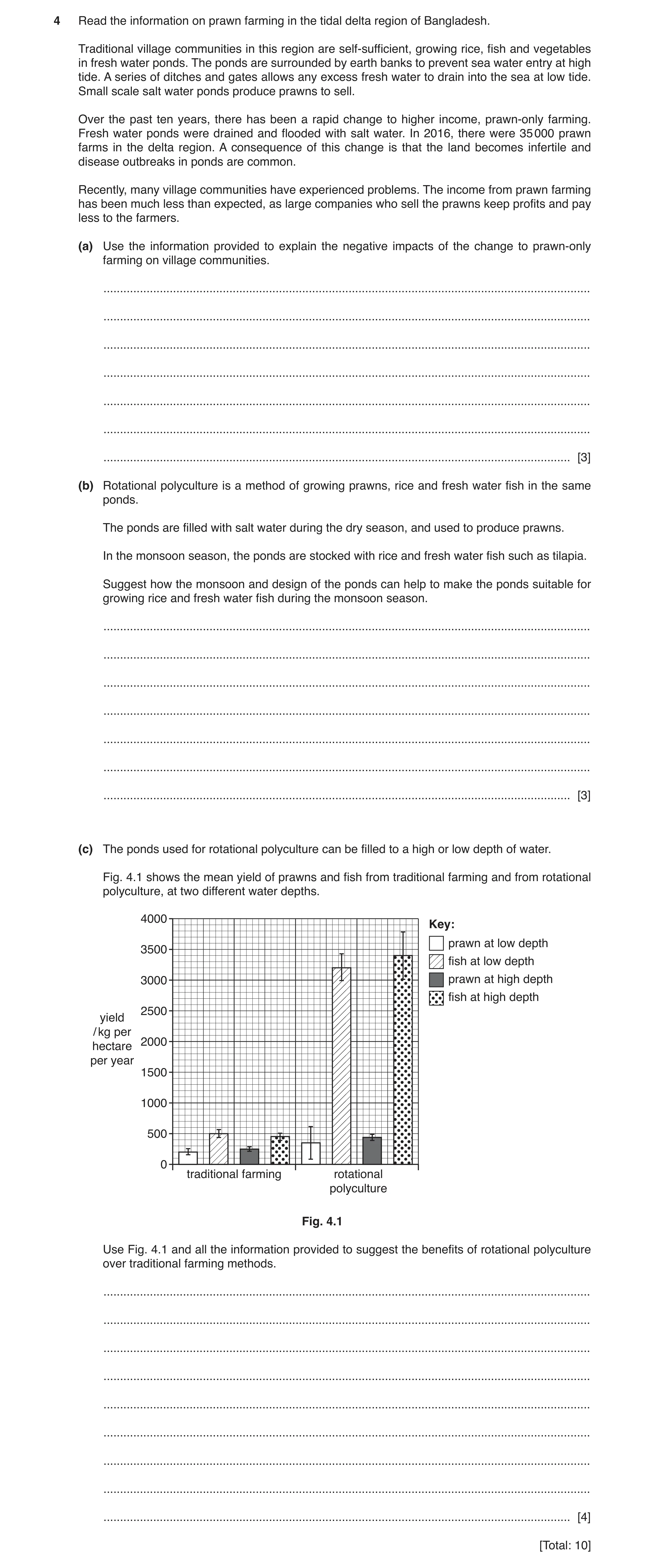 Question 11: Read the information on prawn farming in the tidal delta region of Bangladesh. Traditional village communities in this region are self-suff…