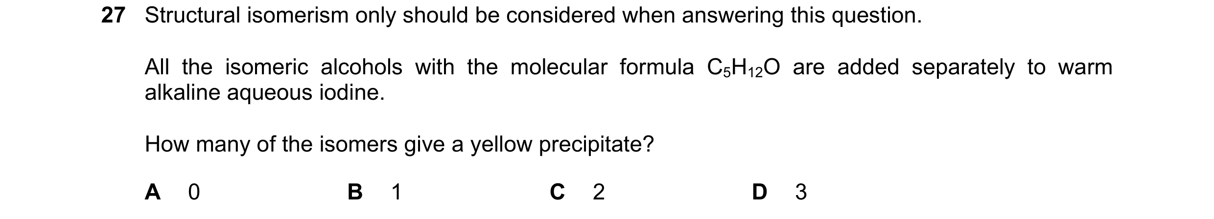 Question 217: Structural isomerism only should be considered when answering this question. All the isomeric alcohols with the molecular formula C5H12O ar…