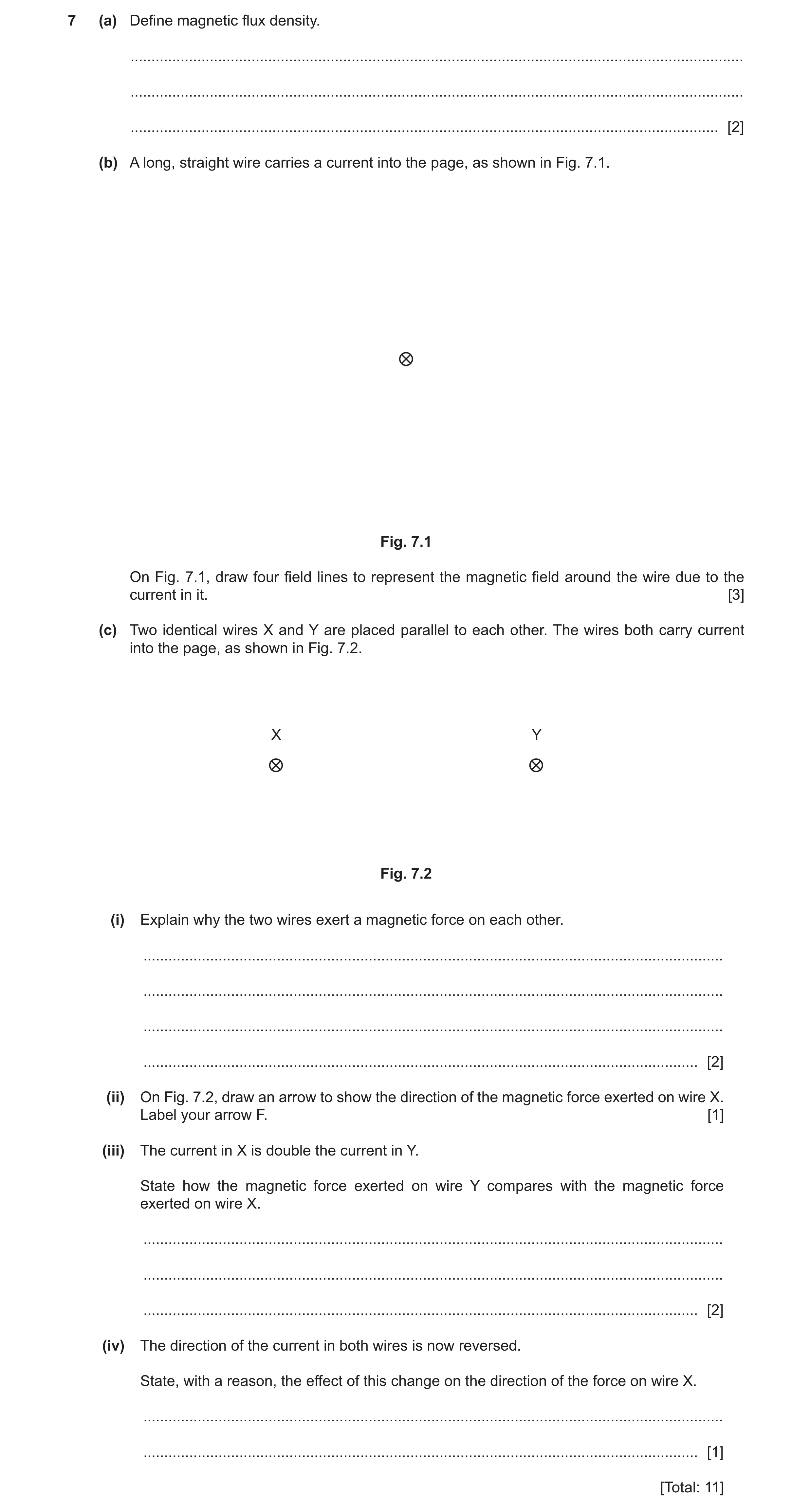 Question 12: (a) Define magnetic flux density. .........................................................................................................…