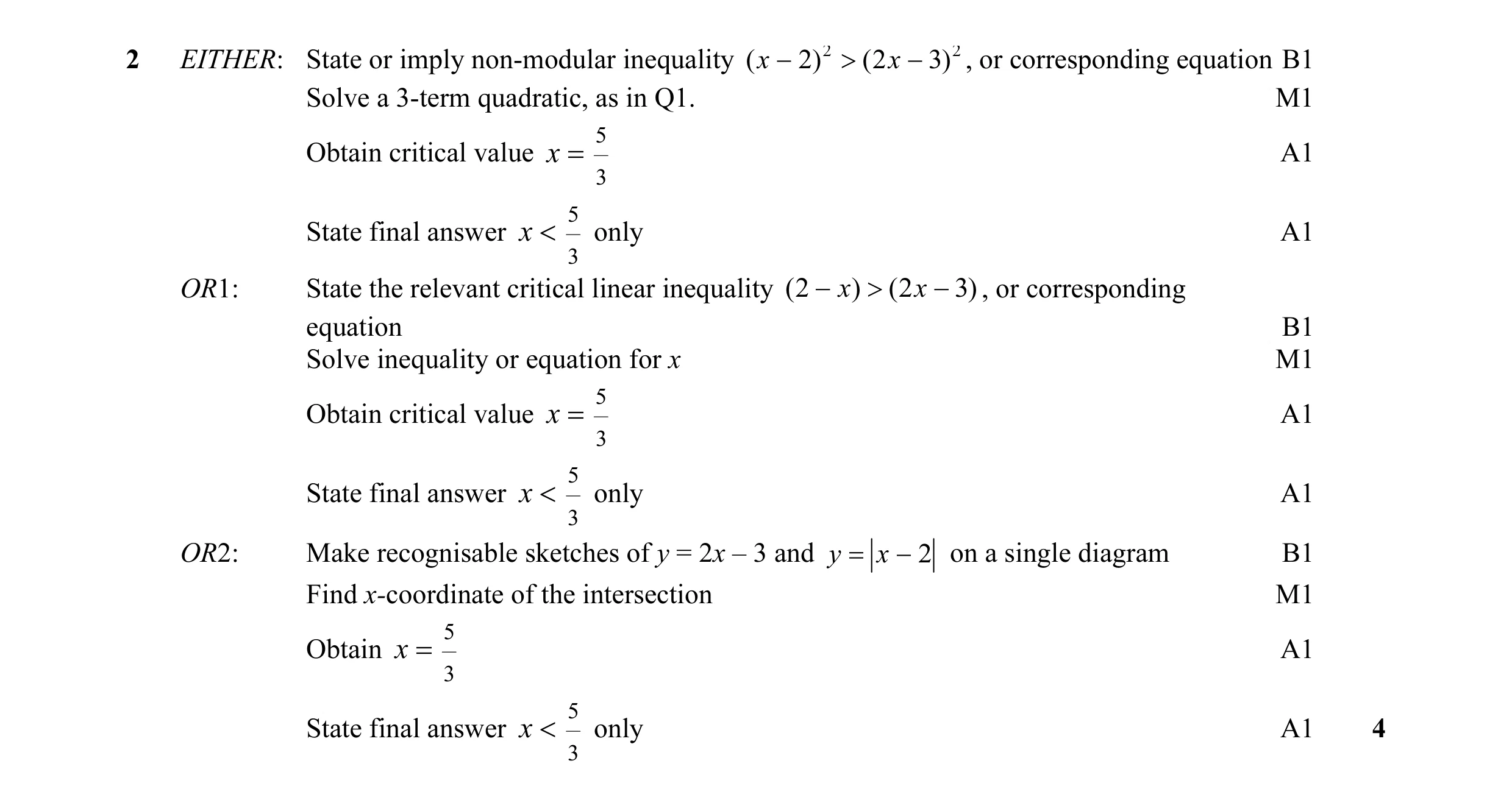 Mark scheme for question 9
