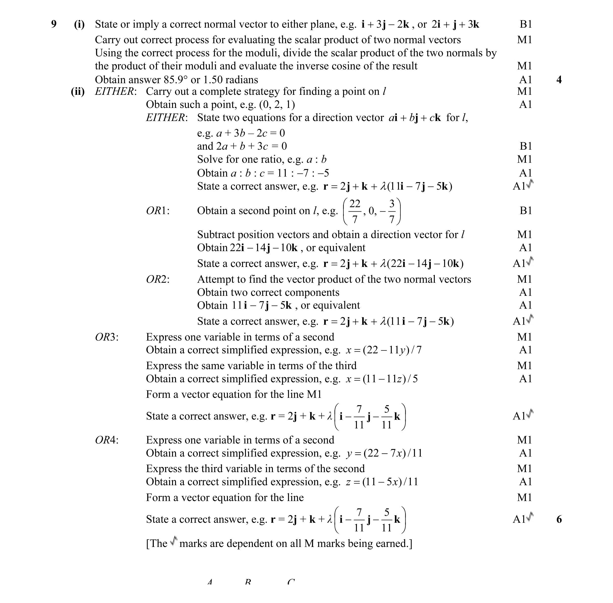 Mark scheme for question 37
