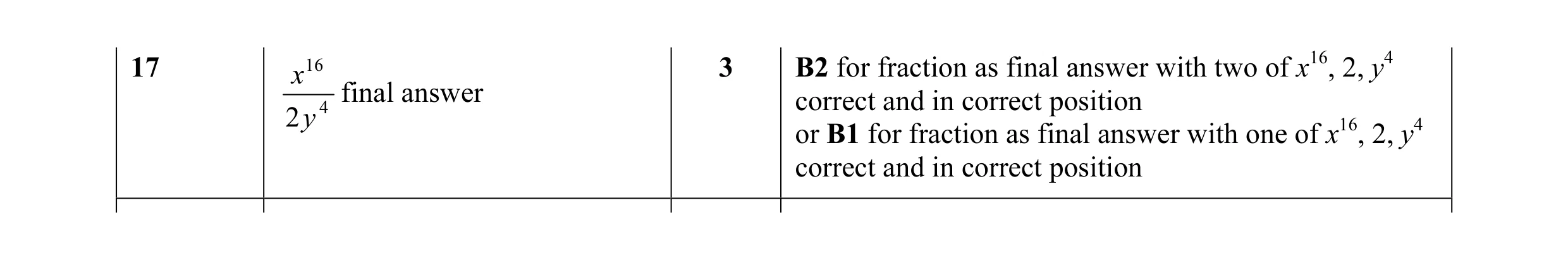 Mark scheme for question 19