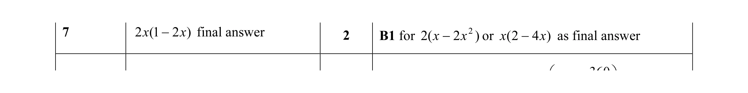 Mark scheme for question 59