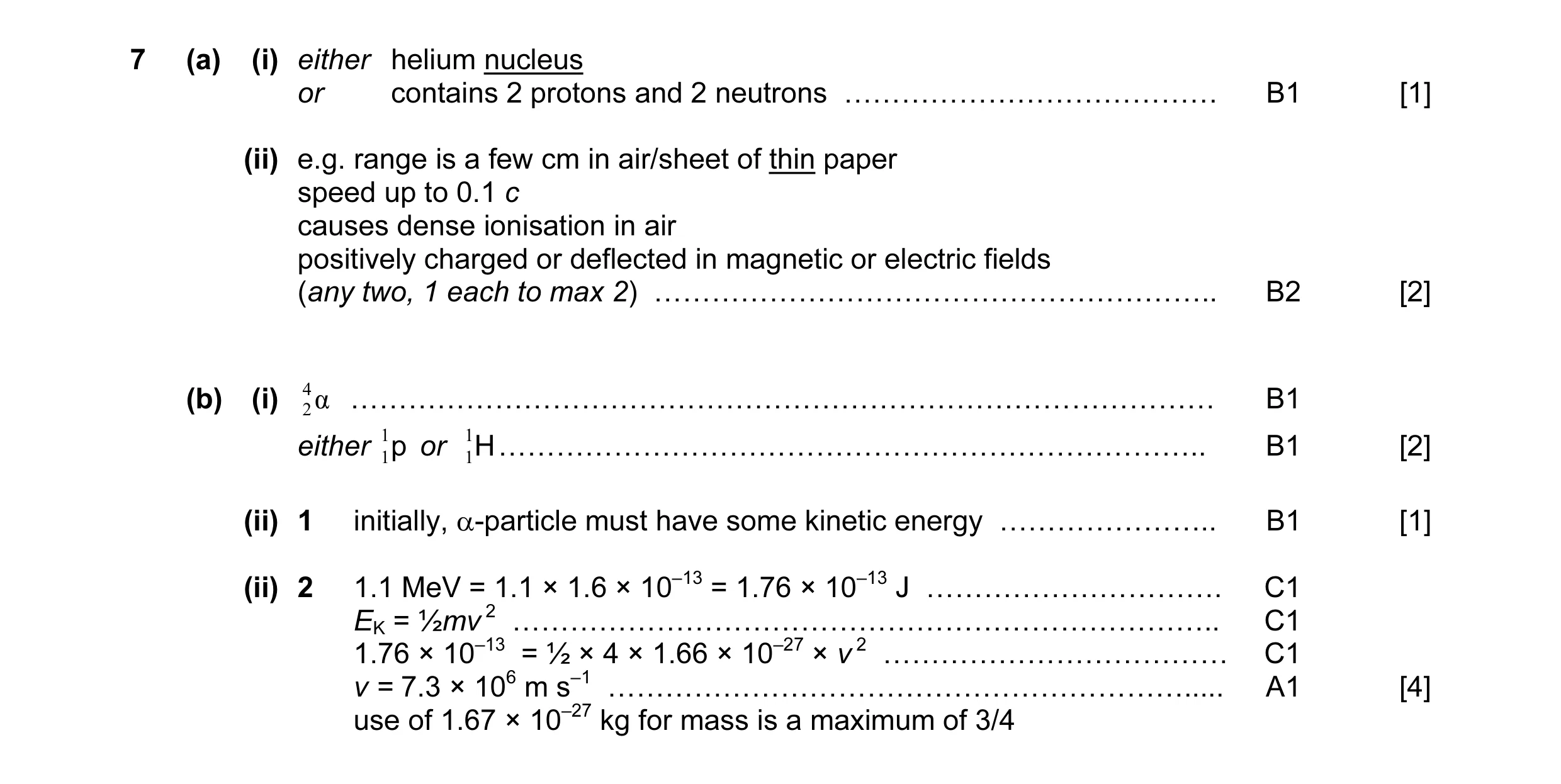Mark scheme for question 6