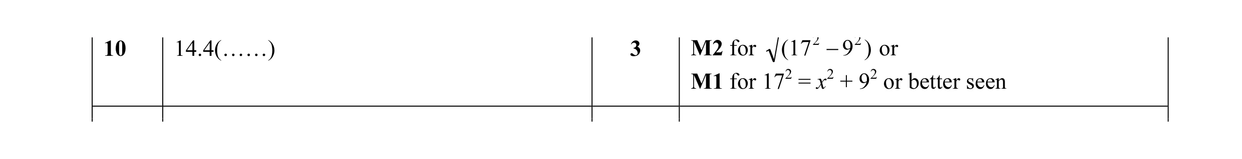 Mark scheme for question 4