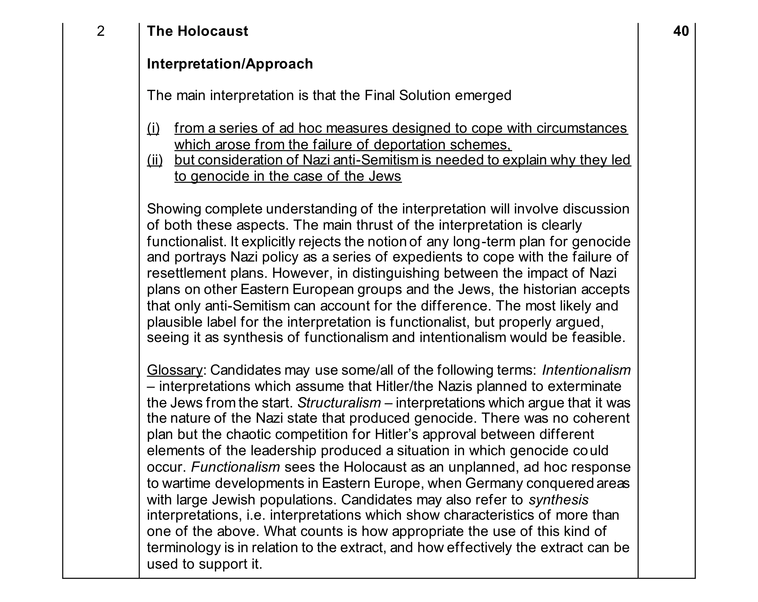 Mark scheme for question 72