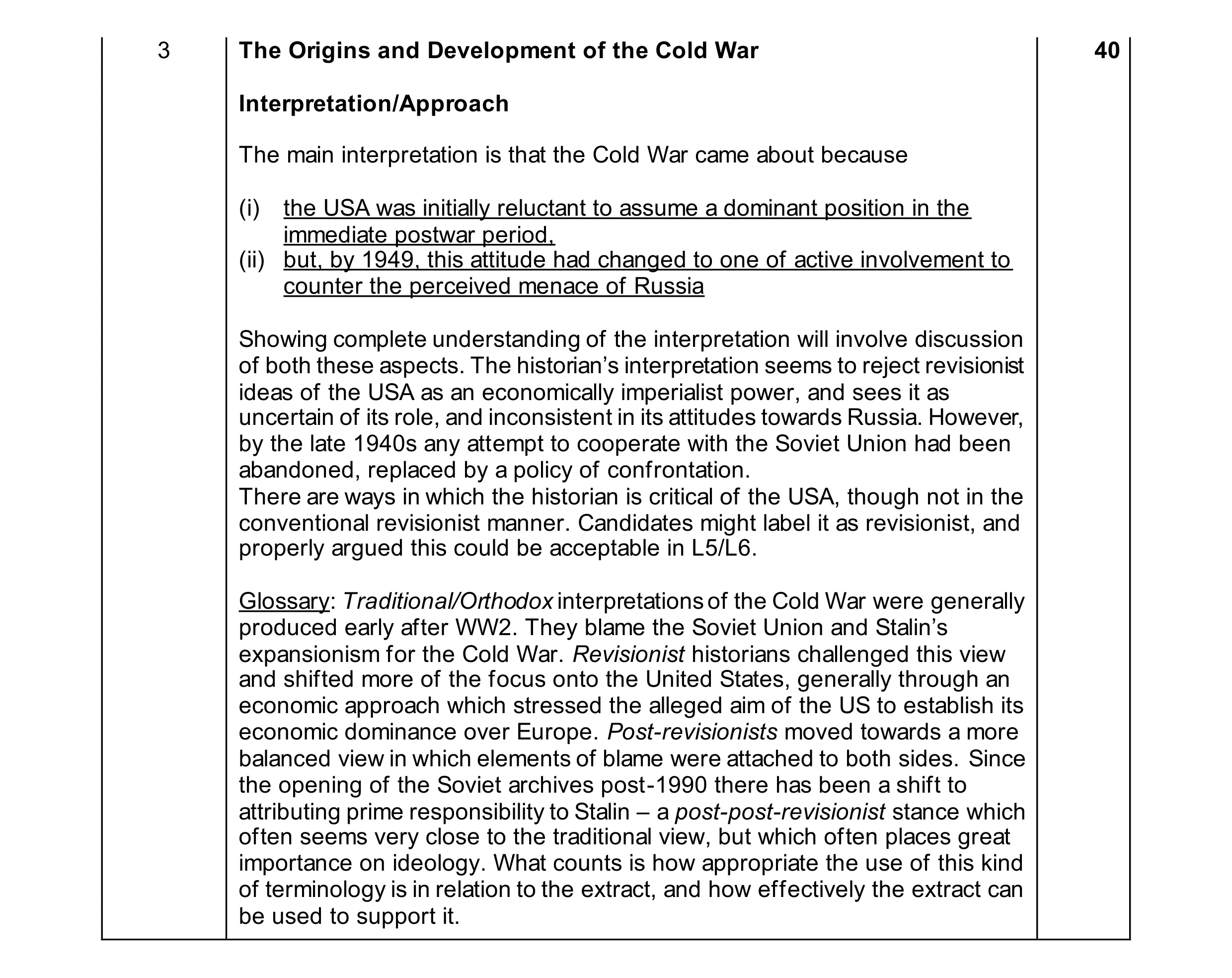 Mark scheme for question 14